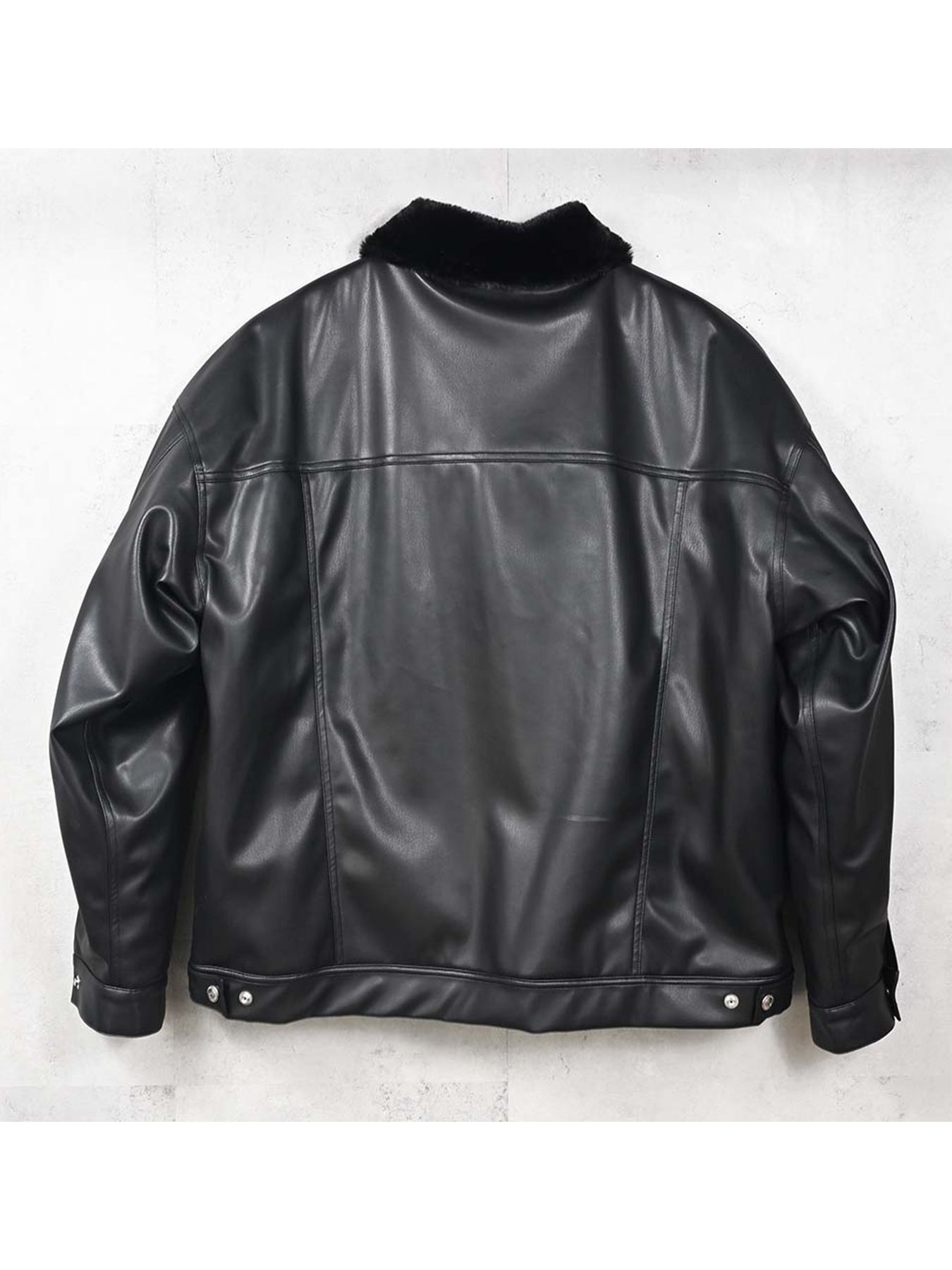 【予約品 9月6日(日) 締切】LEATHER FUR OVER G / レザー ファー オーバー Gジャン / ブラック