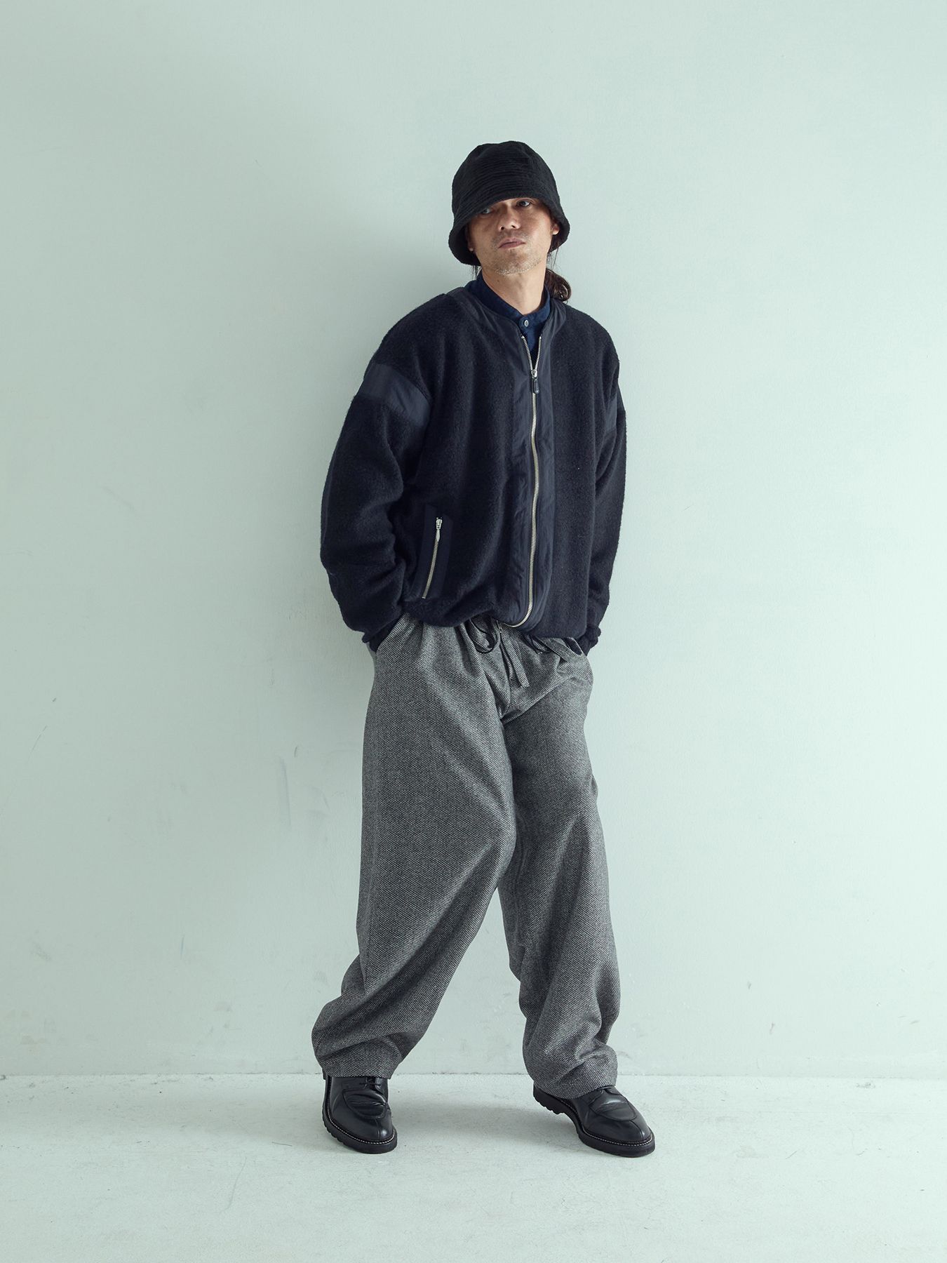 【予約品 】BOALITE / ウール ジップアップ ブルゾン / ネイビー