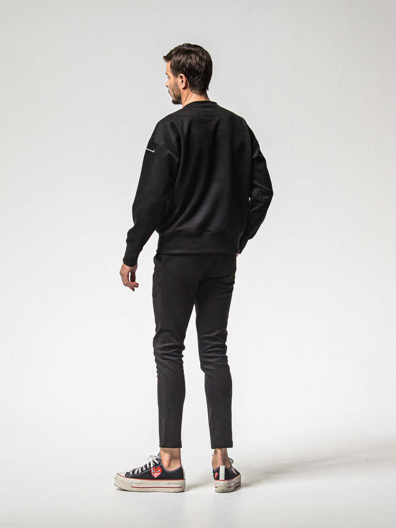 【予約品 8月31日(日) 締切】SUEDE DROP TRAINER / スウェード ドロップショルダートレーナー / ブラック