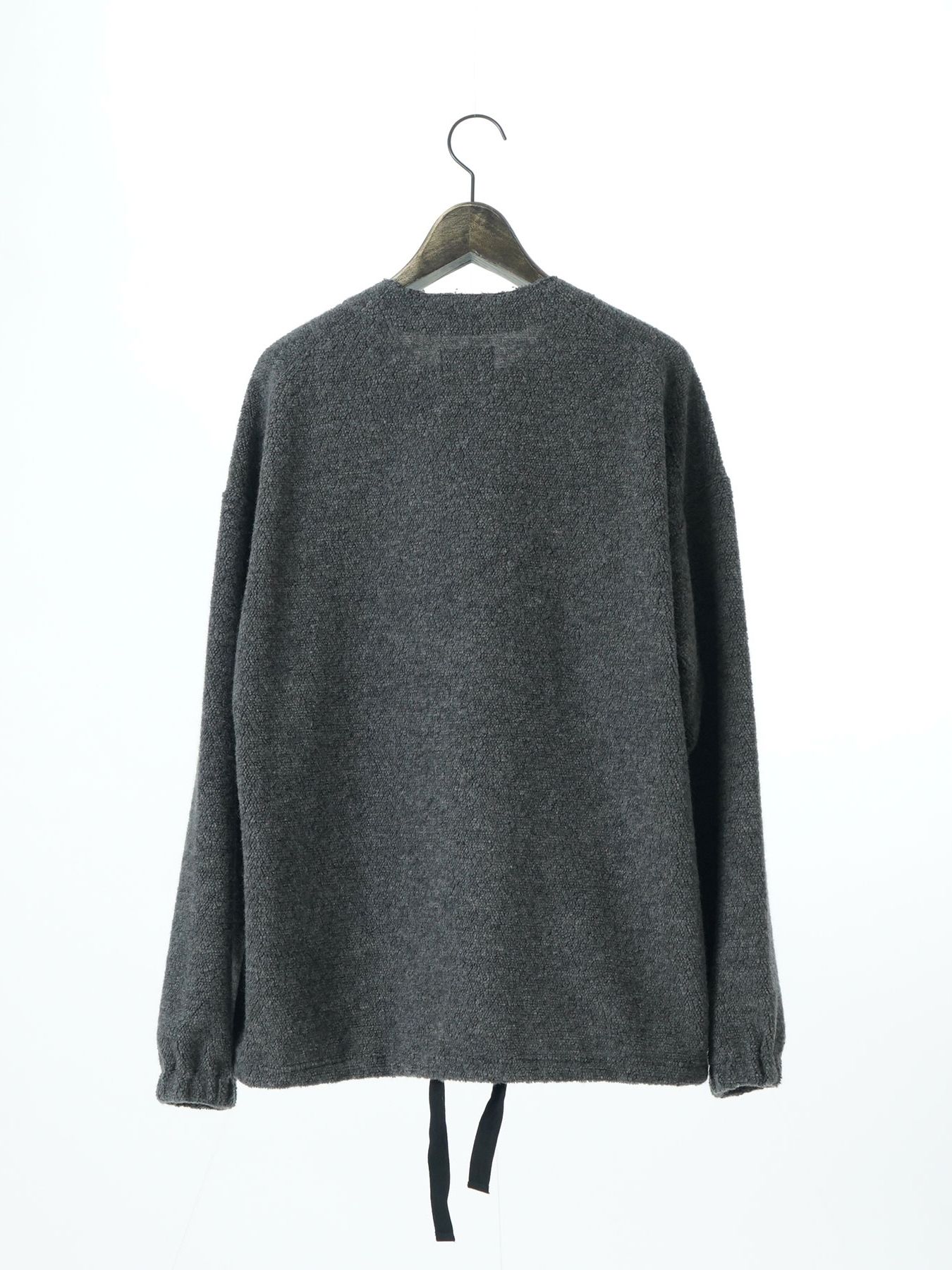 【予約品 】WOOLSNAP / ウールパイル カーディガン / 杢グレー