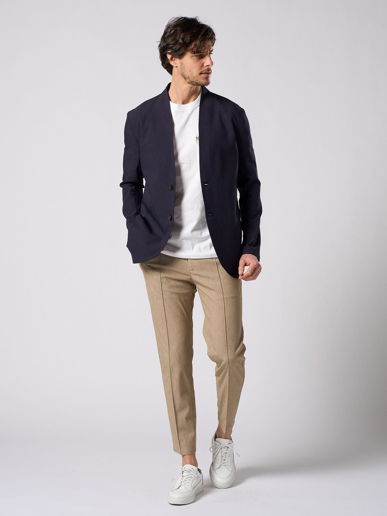 【予約品 1月25日(日) 締切】solid collar single jacket / ソリッドカラー シングル ジャケット / ネイビー