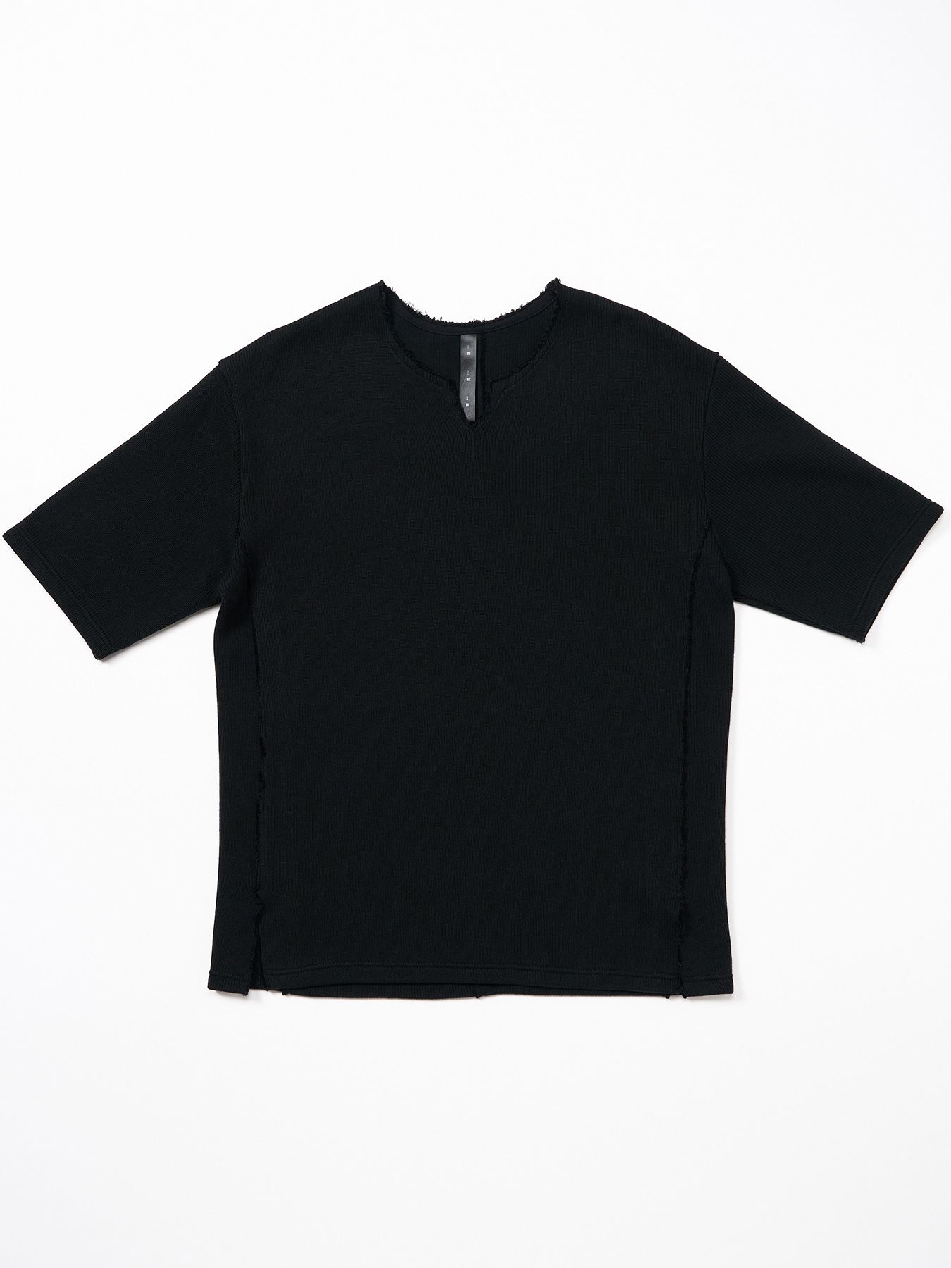 【予約品 9月23日(火) 締切】quarter-knit key neck H/S / クォーターニット キーネック ハーフスリーブ / ブラック