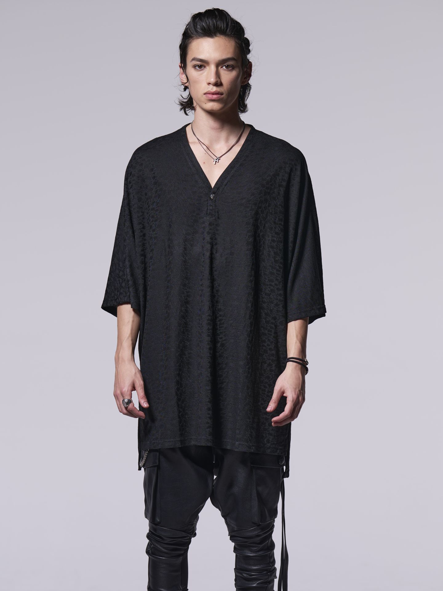 《予約品》 Dolman Henry Neck T-Shirt / ドルマンヘンリーネックT / ブラック