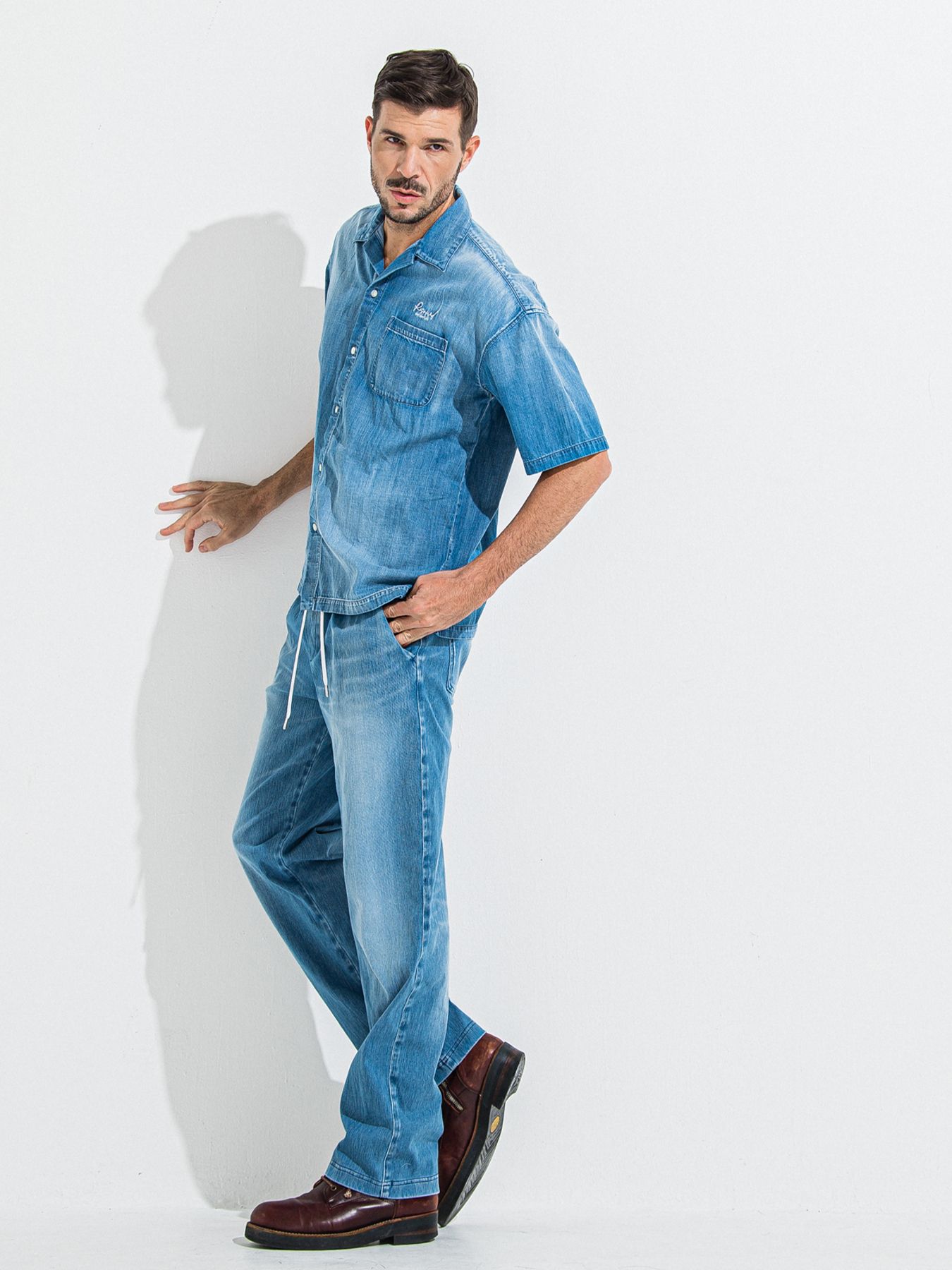 DENIM JERSEY WIDE PT / デニムジャージワイドパンツ / ライトインディゴ