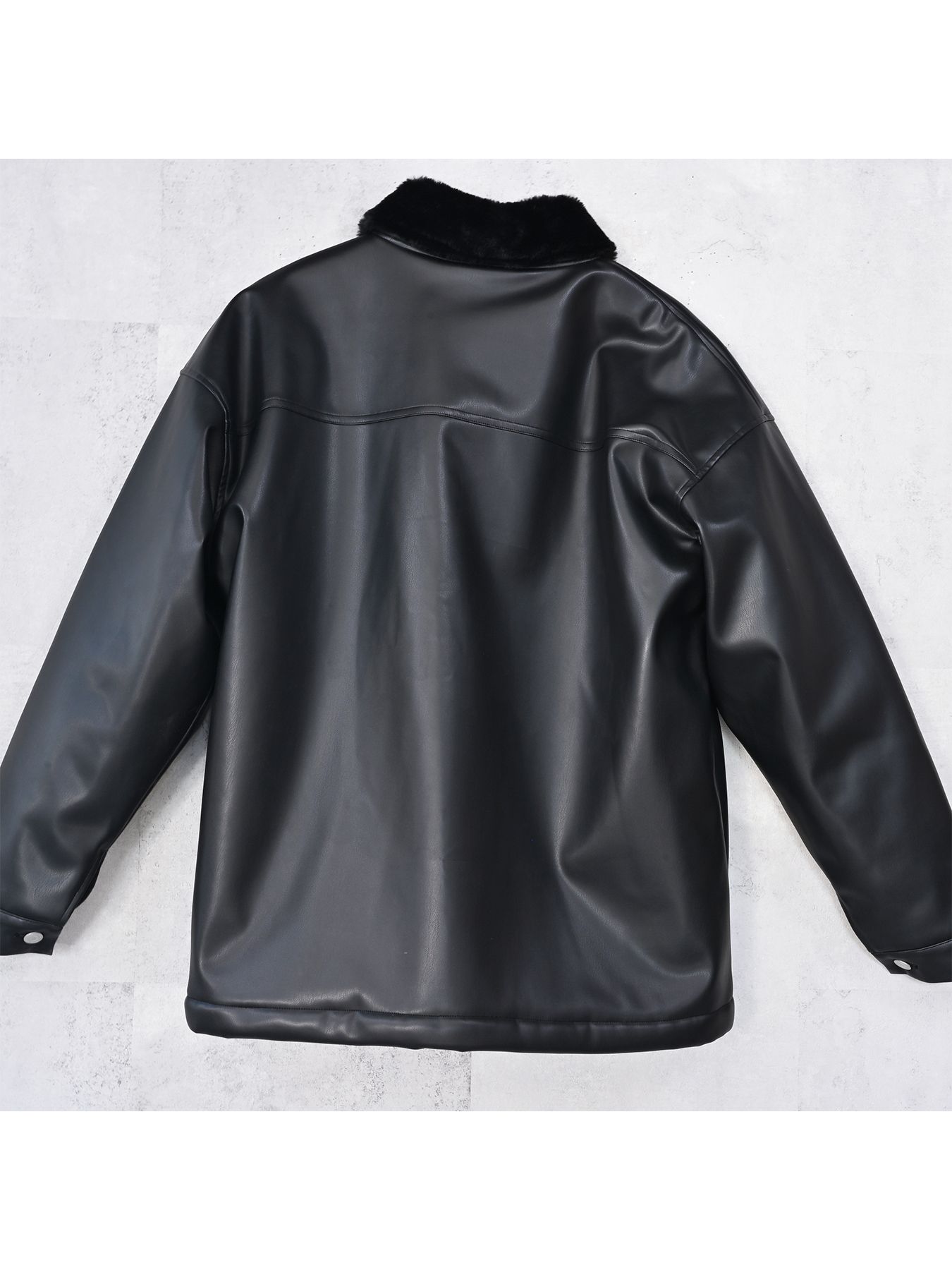 【予約品 9月6日(日) 締切】LEATHER FUR COVERALL / レザー ファー カバーオール / ブラック