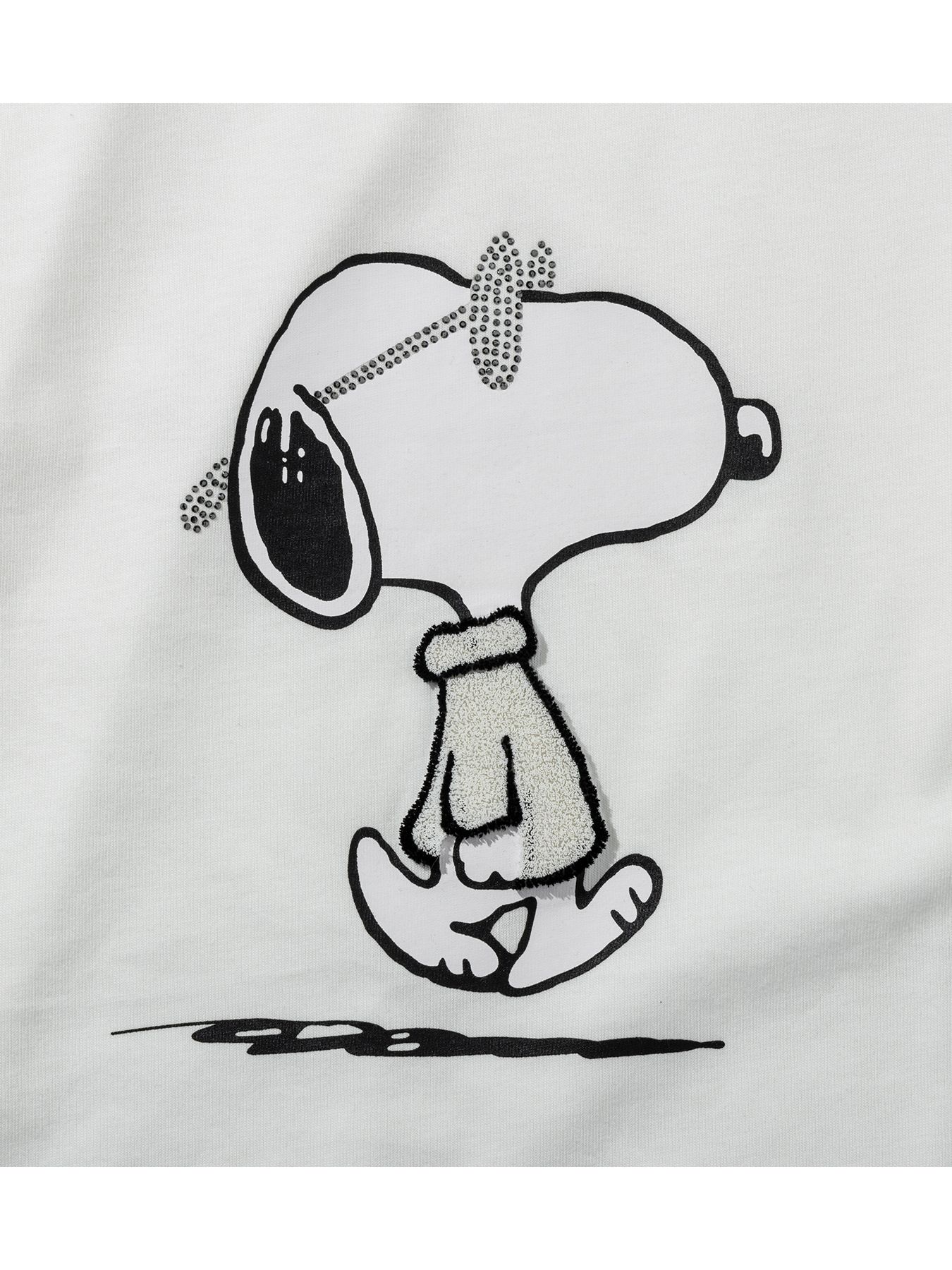 スヌーピー コラボ 長袖Tシャツ / ホワイト ラインストーン【PEANUTS × 1PIU1UGUALE3 RELAX】