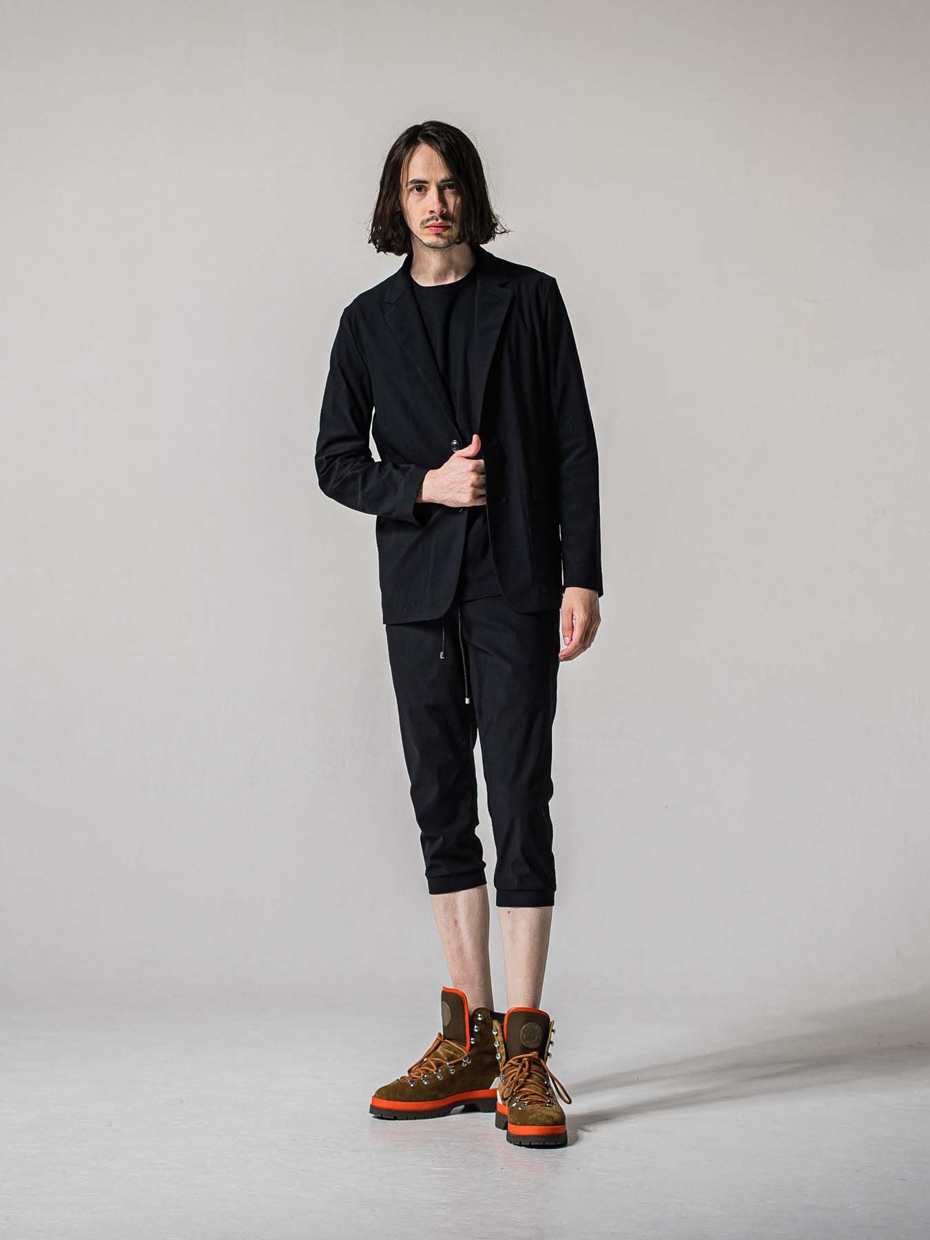 【予約品 11月16日(日) 締切】GARY LOOSE JACKET / ルーズフィット ジャージ テーラードジャケット / ナイロンブラック