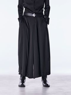 【予約品 6月29日(月) 締切】Vintage Satin Wide Tuck Slacks / ワイドタックスラックス / ブラック