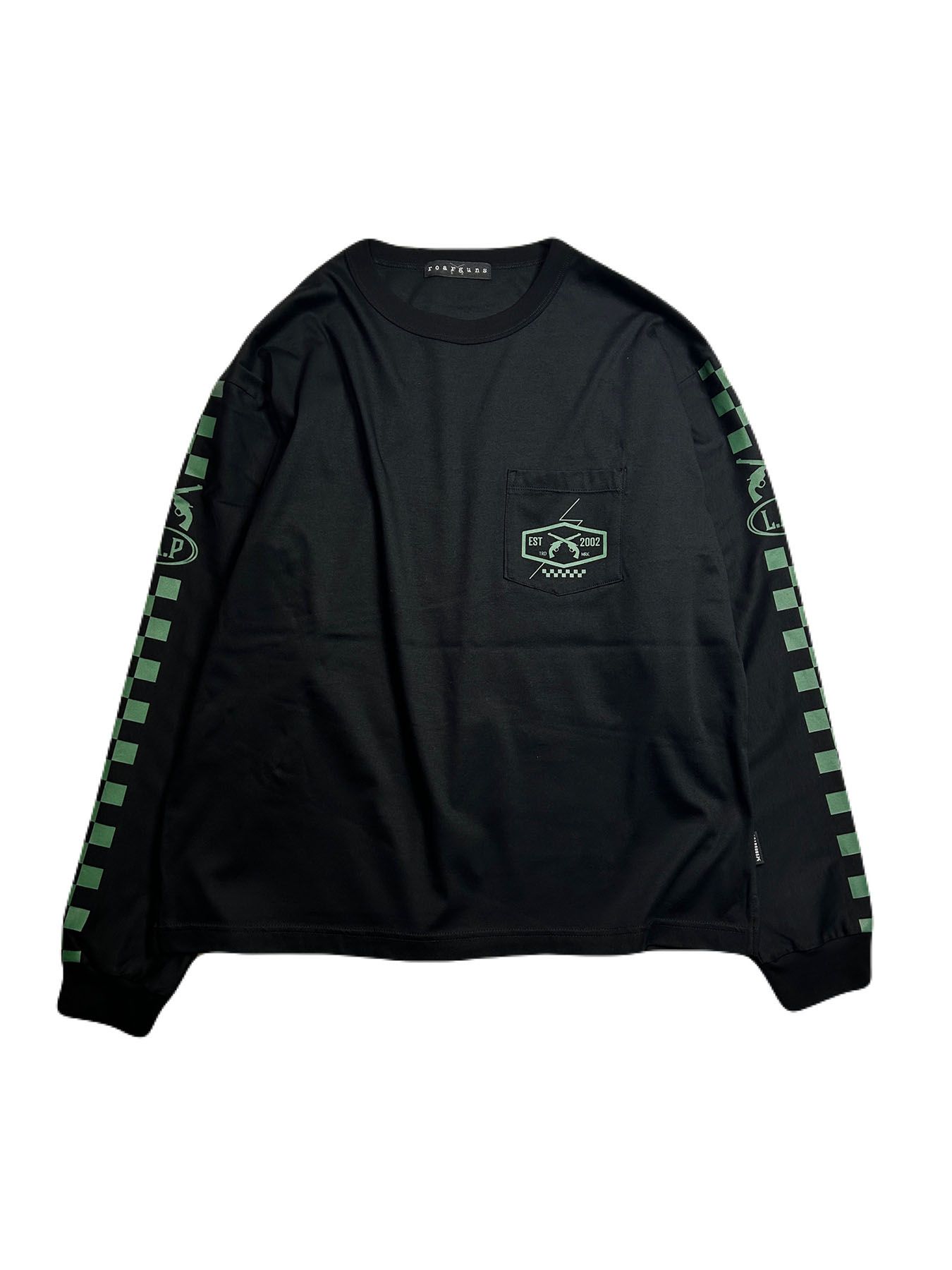【予約品 8月10日(日) 締切 】CHECKER L/S T / チェッカー ロングスリーブ Tシャツ / ブラック×グリーン