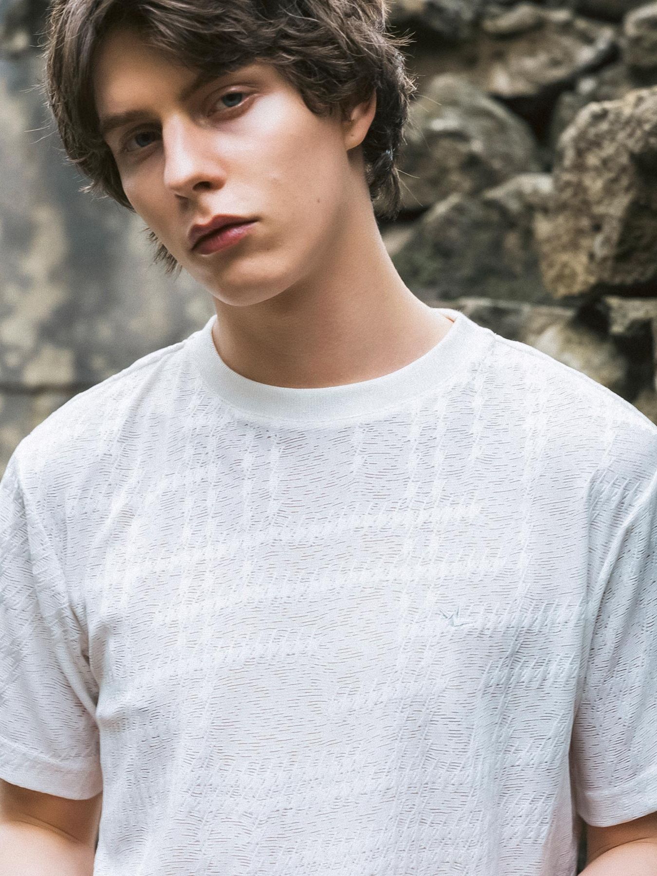 RANDOM HOUNDSTOOTH JACQUARD T-SHIRT / ホワイト【1PIU1UGUALE3 RELAX 】