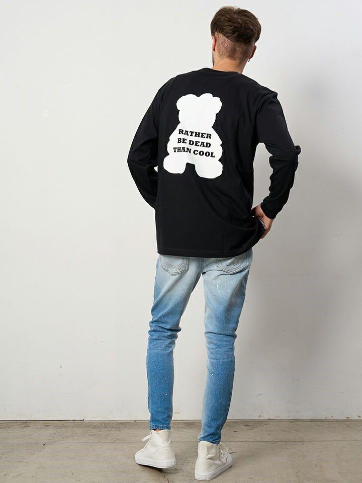 5.6ozコットン天竺 MADGEシークインLS Tシャツ / ブラック 【STUD MUFFIN(スタッドマフィン)】