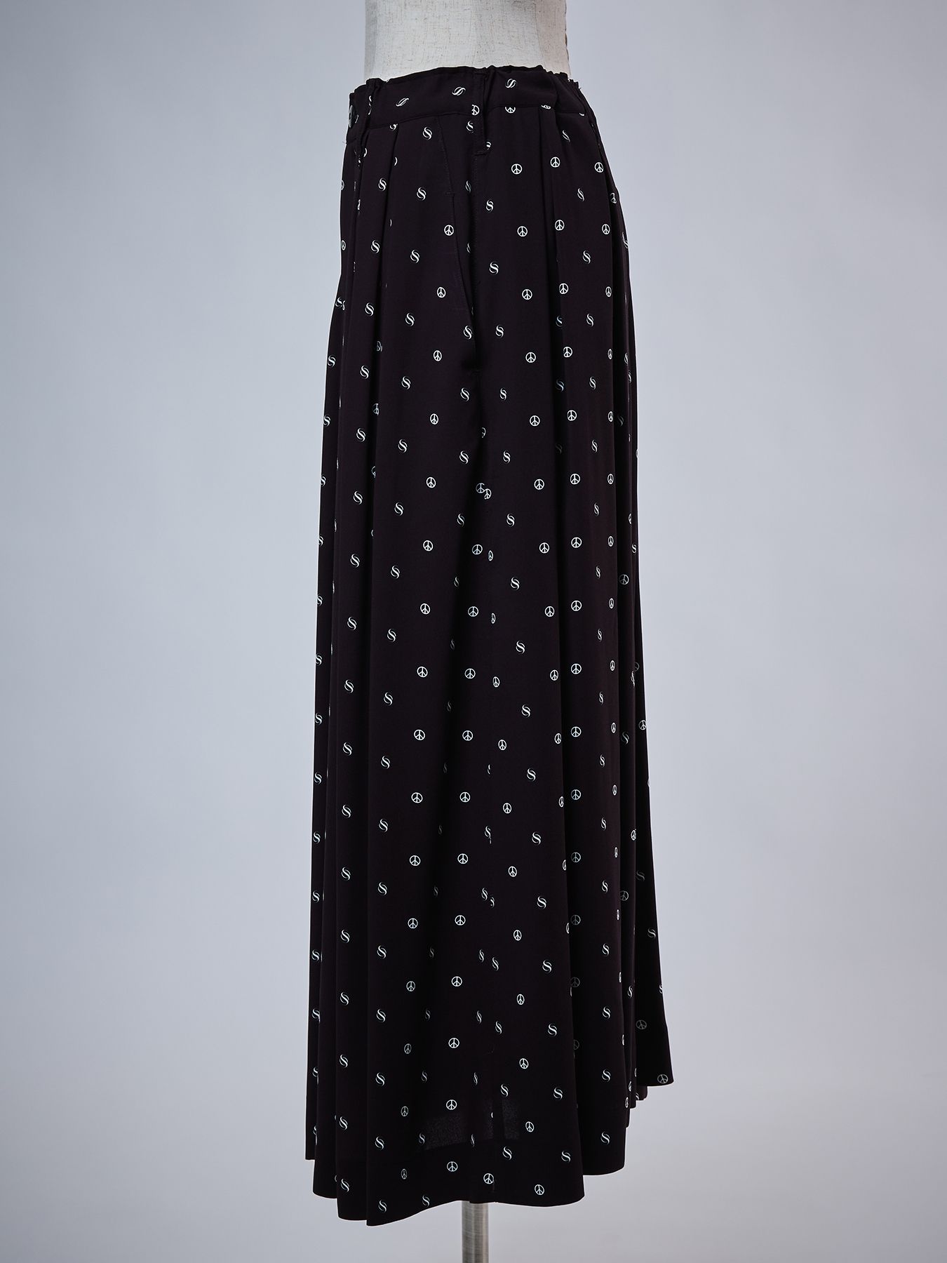 【予約品 4月26日(日) 締切】Peace Dot Drape Skirt / ピースドット ドレープスカート / ブラック