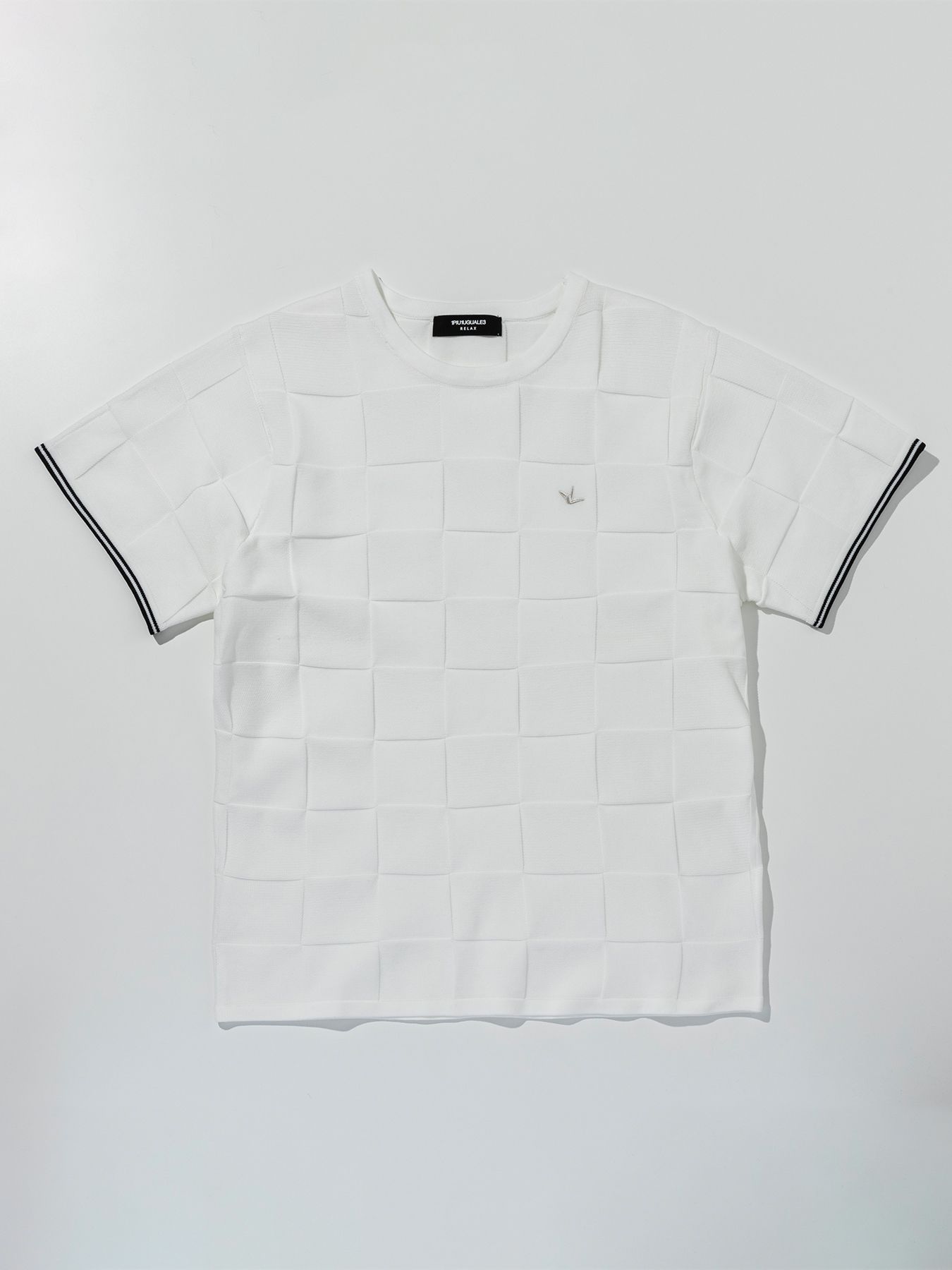 ブロックニット半袖Tシャツ / ホワイト