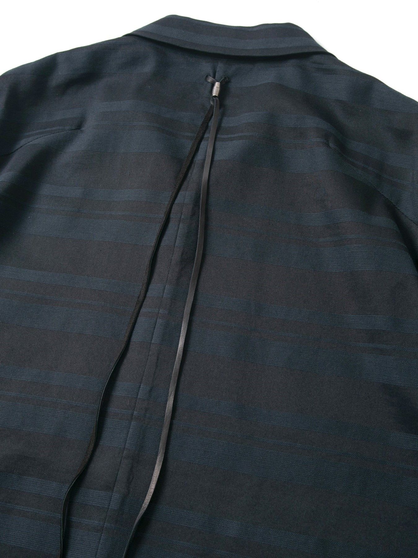 レーヨン コットンラミー ストライプ H/S 開襟シャツ  / Open Collar Shirt / ブラック 【STRUM】2024年2月入荷予定