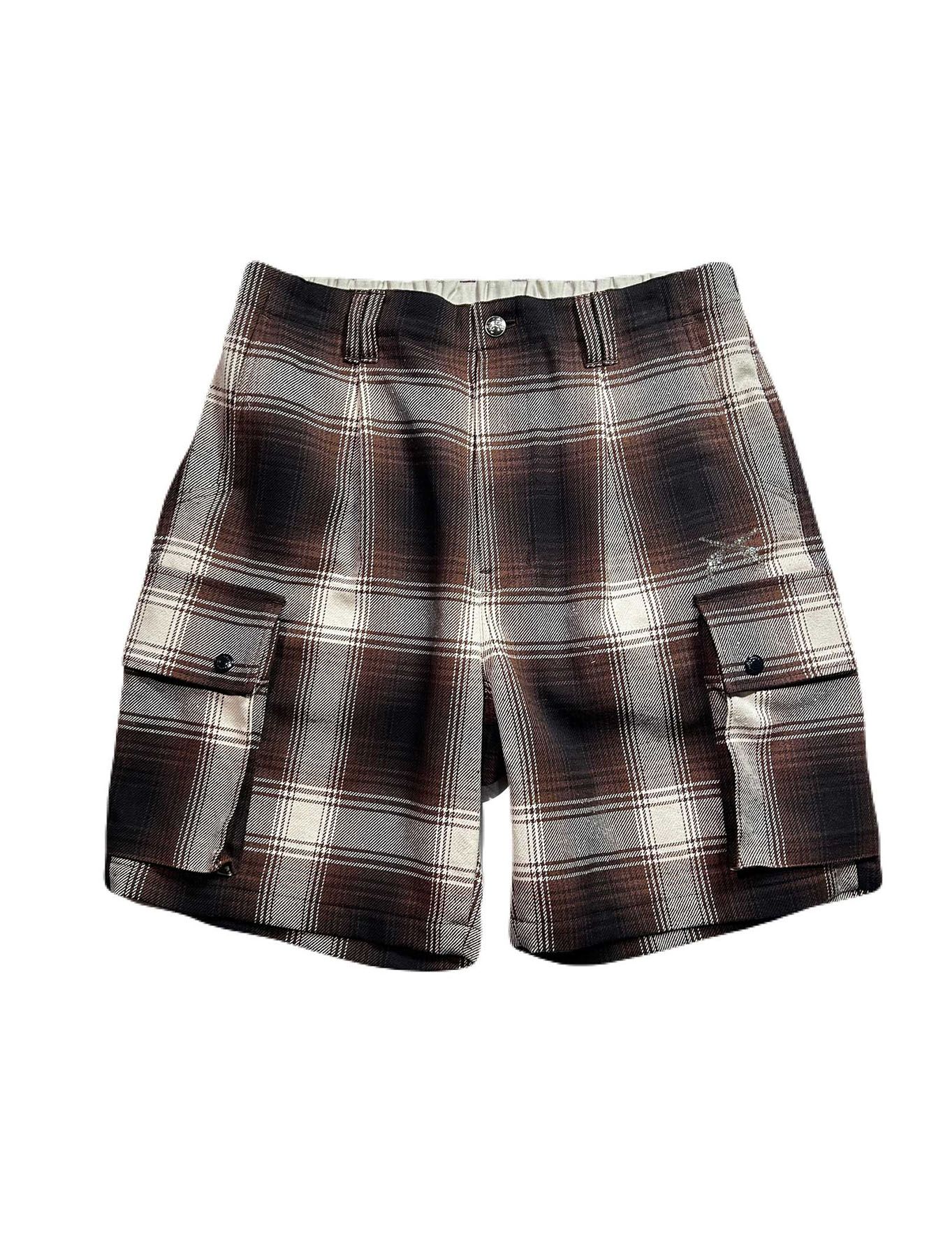 【予約品 8月10日(日) 締切 】SILK CHECK SHORTS A / シルクチェックショーツ / クリスタル ブラウン