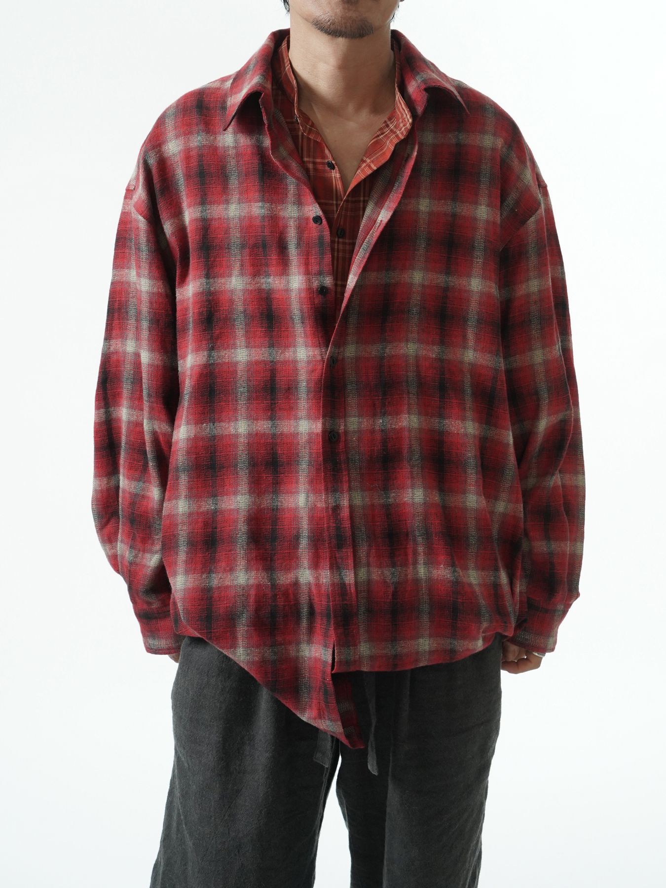 【予約品 5月27日(水) 締切】DOUBLE-SHIRTS / レイヤードシャツ / レッド系