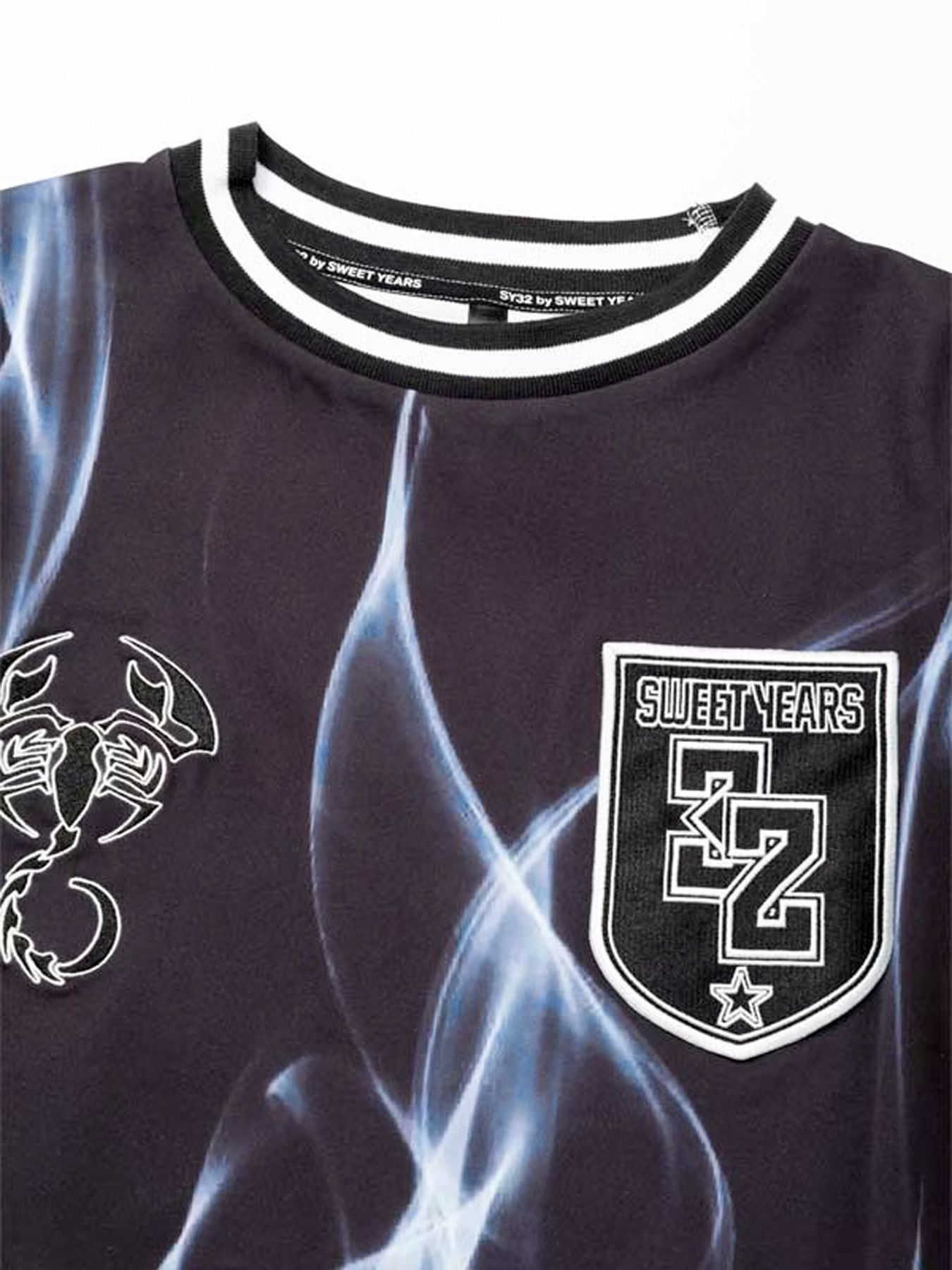 Wネームコラボ beauty:beast × SY32  SWEAT TEE / ブラック×ホワイト【SY32 by SWEET YEARS】