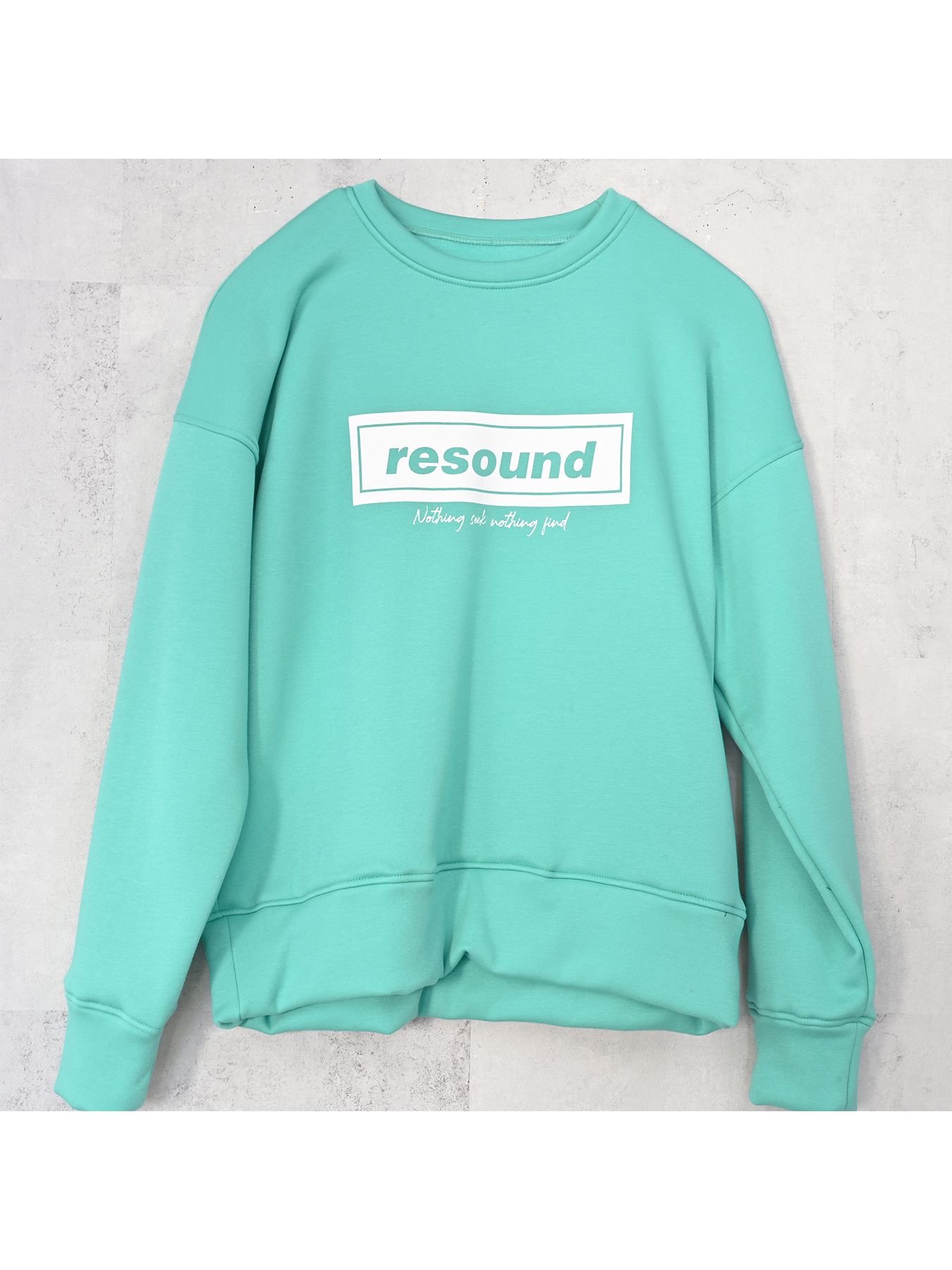 【予約品 9月6日(日) 締切】BOX VELOURS FLEECE DROP TRAINER / ボックスロゴ 裏起毛 ルーズトレーナー / ブルーグリーン