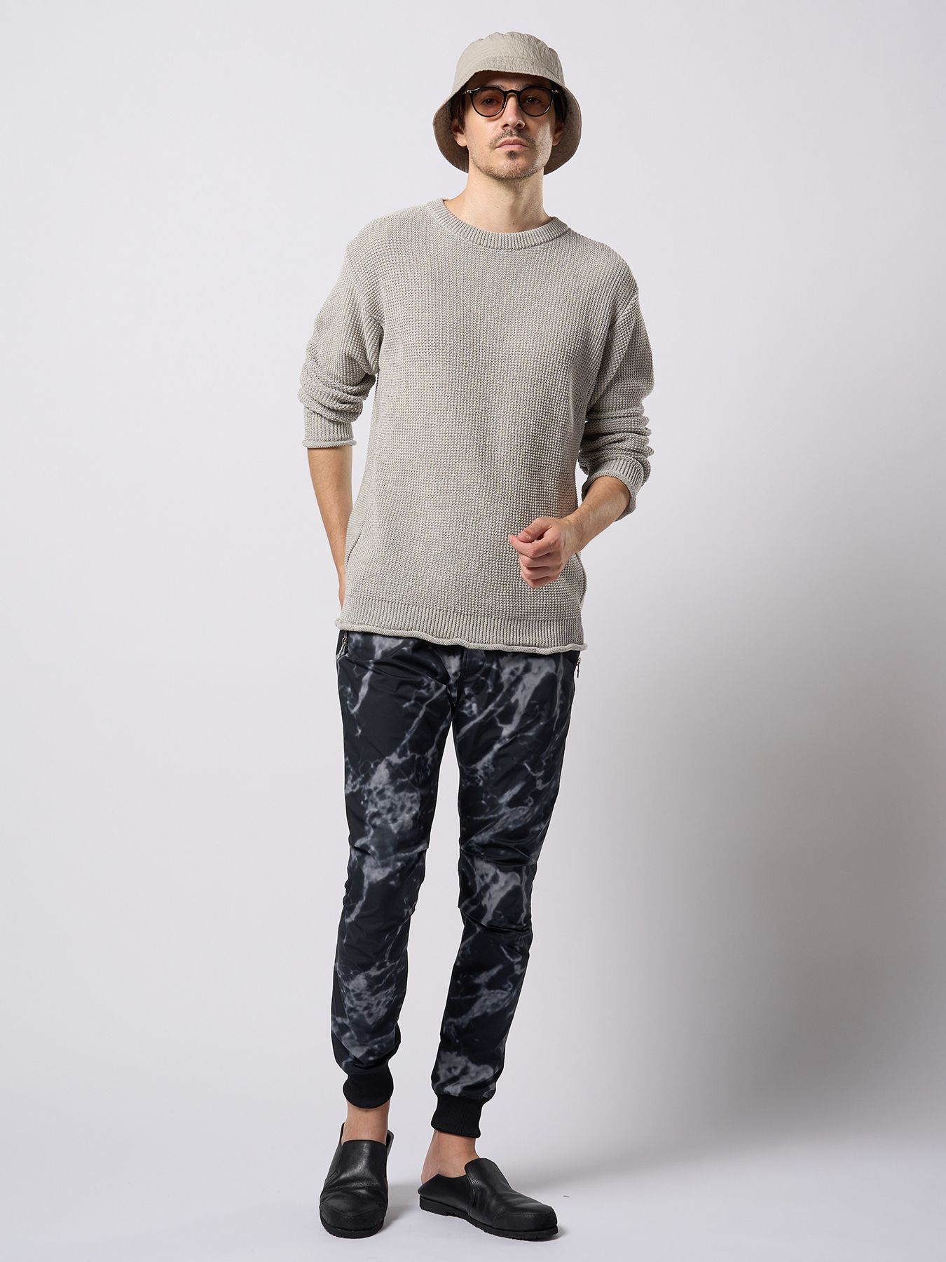 【予約品 9月23日(火) 締切】GIMA crew summer knit / 擬麻クルーサマーニット / ライトグレー