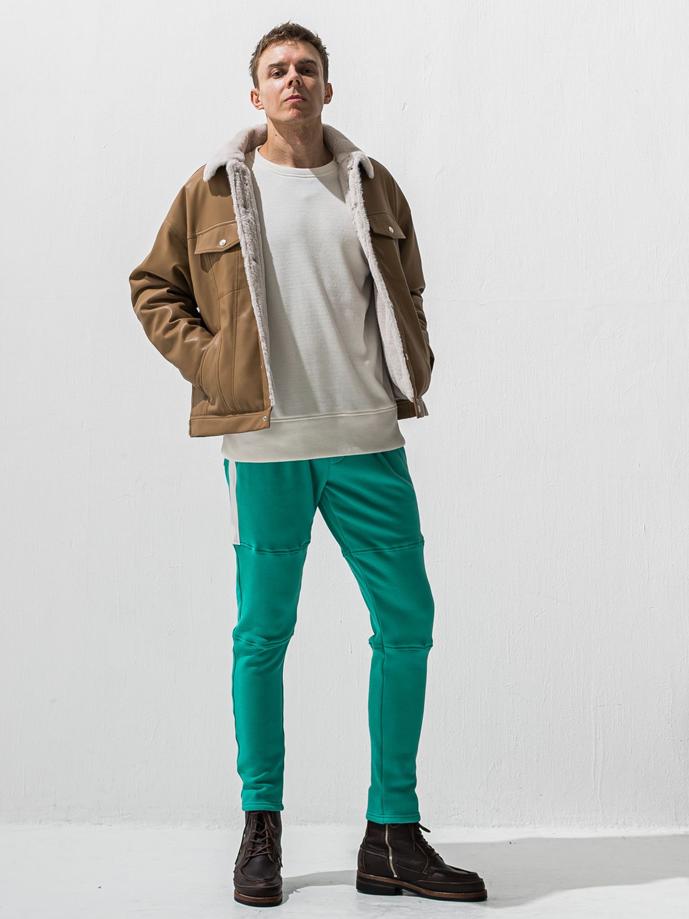 【予約品 9月6日(日) 締切】VELOURS FLEECE THERMAL LOOSE TRAINER / 裏起毛 ハニカムサーマル ルーズトレーナー / ホワイト