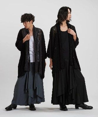 ハーフスリーブシアーニットガウン BLACK 【NO ID.】