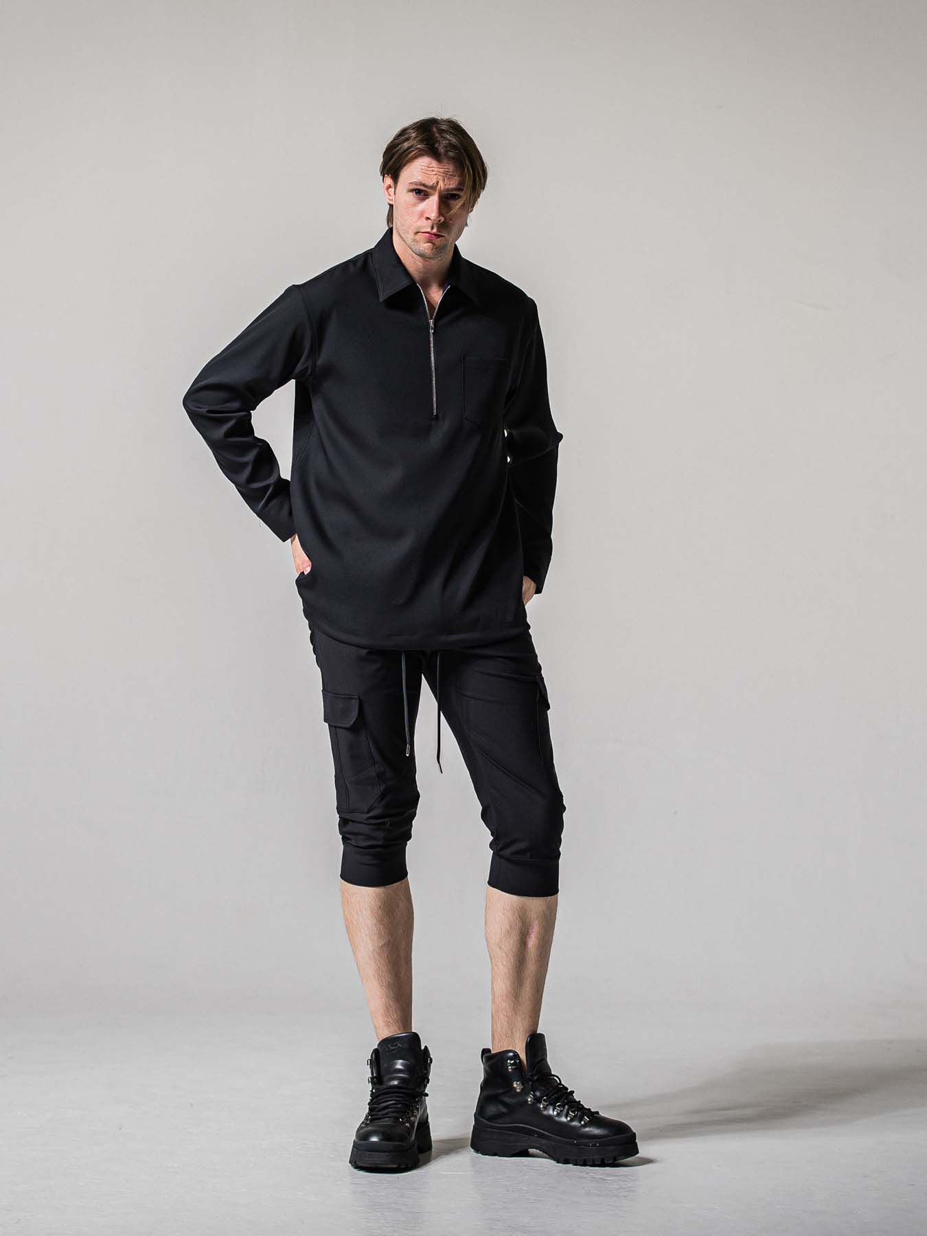 【予約品 11月16日(日) 締切】CARGO CROPPED PT / カーゴクロップド ジャージパンツ / ブラック