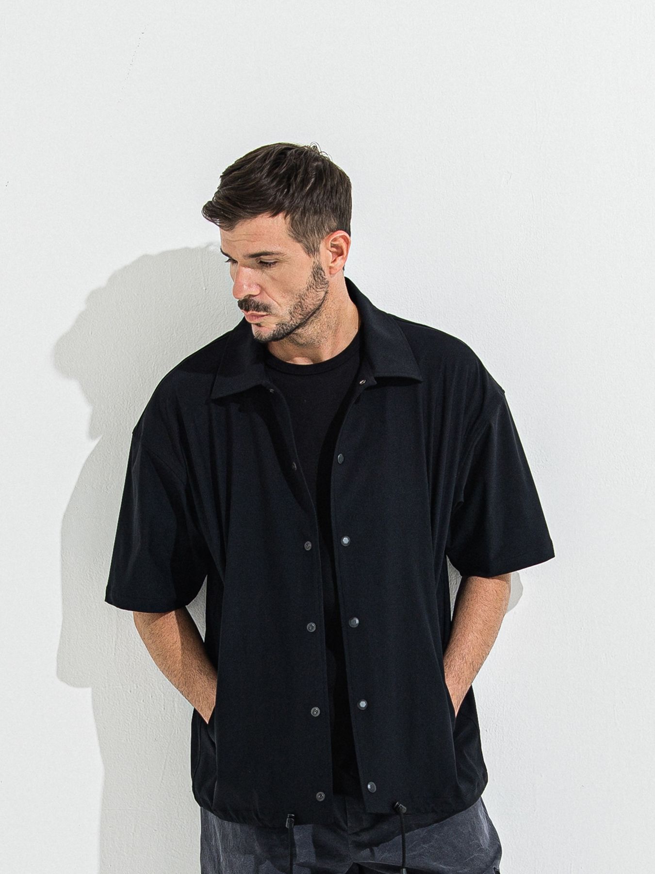 【予約品】NYLON HALF COACH JACKET / ナイロンハーフコーチジャケット / ブラック