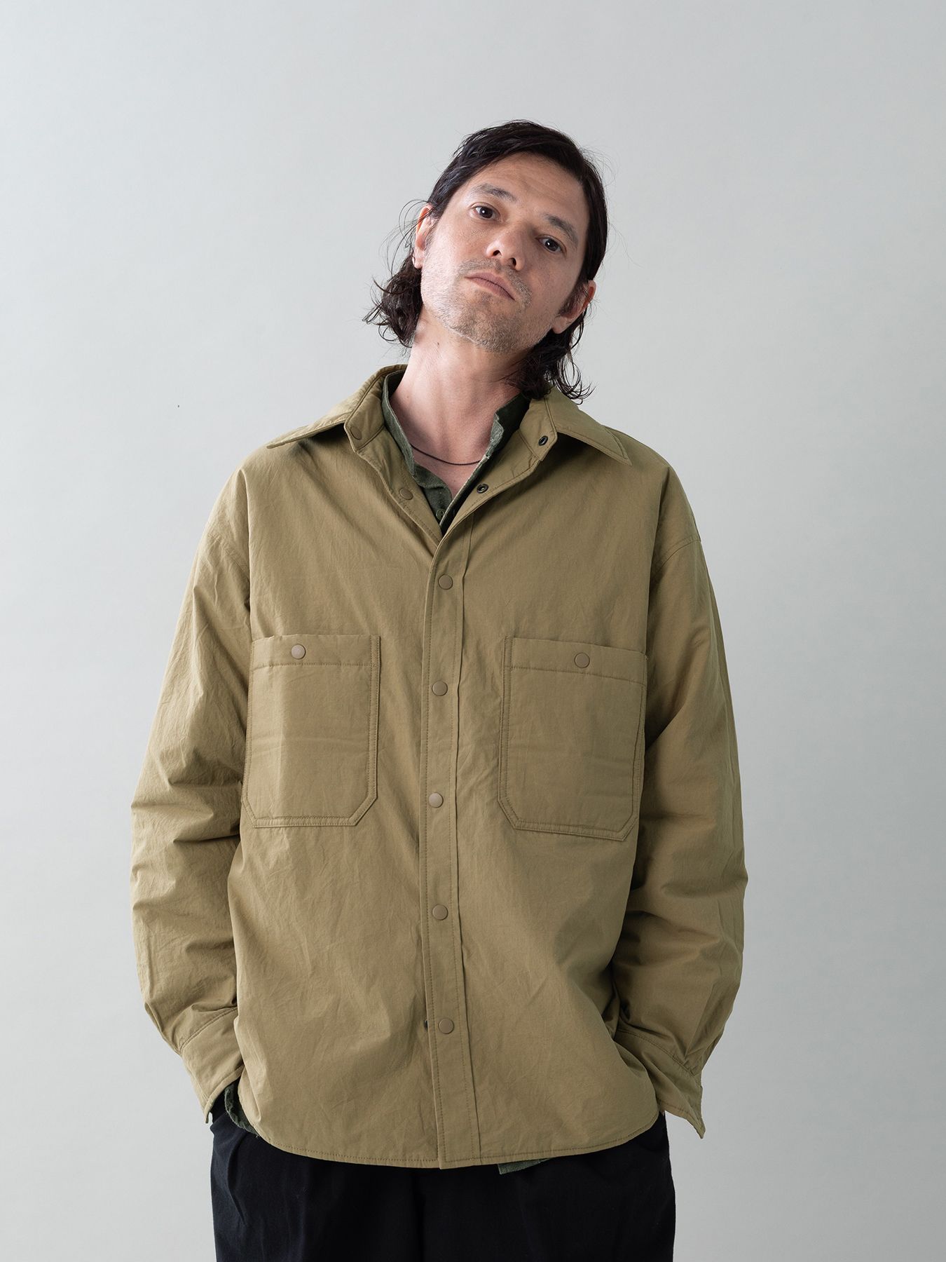 【予約品 5月6日(水) 締切】FLIPPADDING-SHIRTS / リバーシブルシャツ / オリーブ×オリーブ