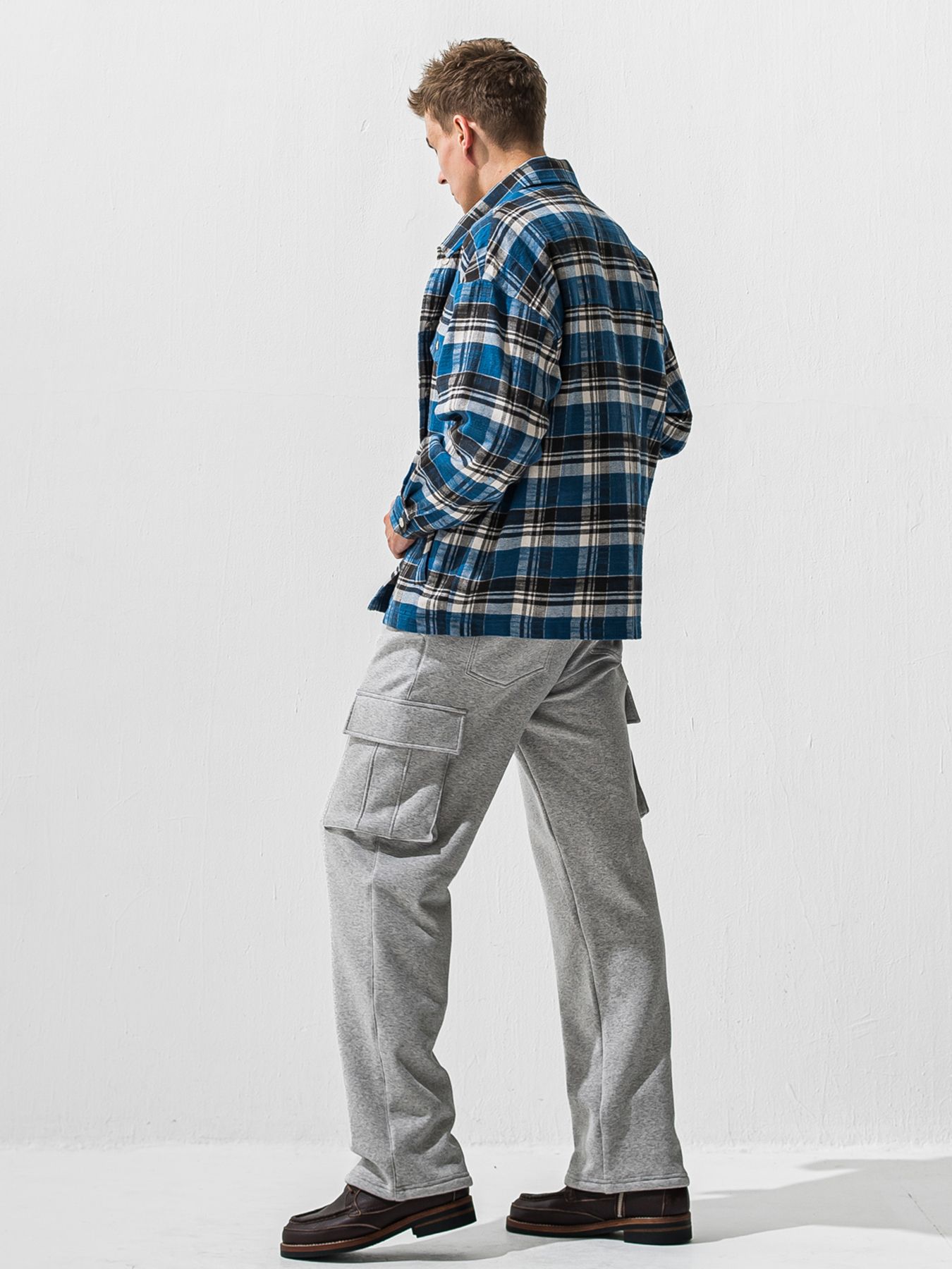 【予約品 9月6日(日) 締切】RC VELOURS FLEECE DROP TRAINER / RCレザーワッペン 裏起毛 ルーズトレーナー / グレー