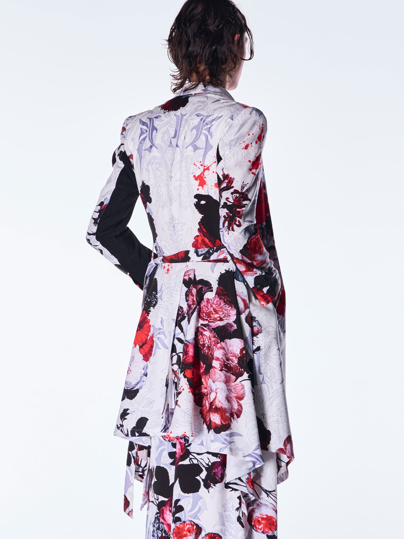 【予約品 6月29日(月) 締切】Goth Flora Suede Satin Flare Jacket / フレアジャケット / ホワイト