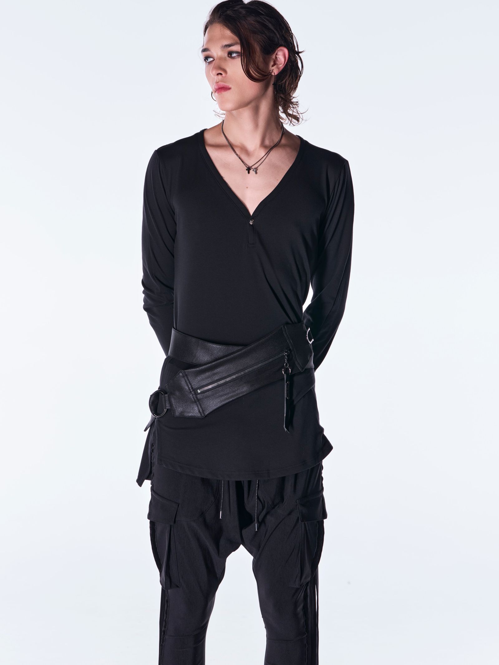 【予約品 6月29日(月) 締切】BEATENJIKU Henry Neck T-Shirt / ヘンリーネック Tシャツ / ブラック