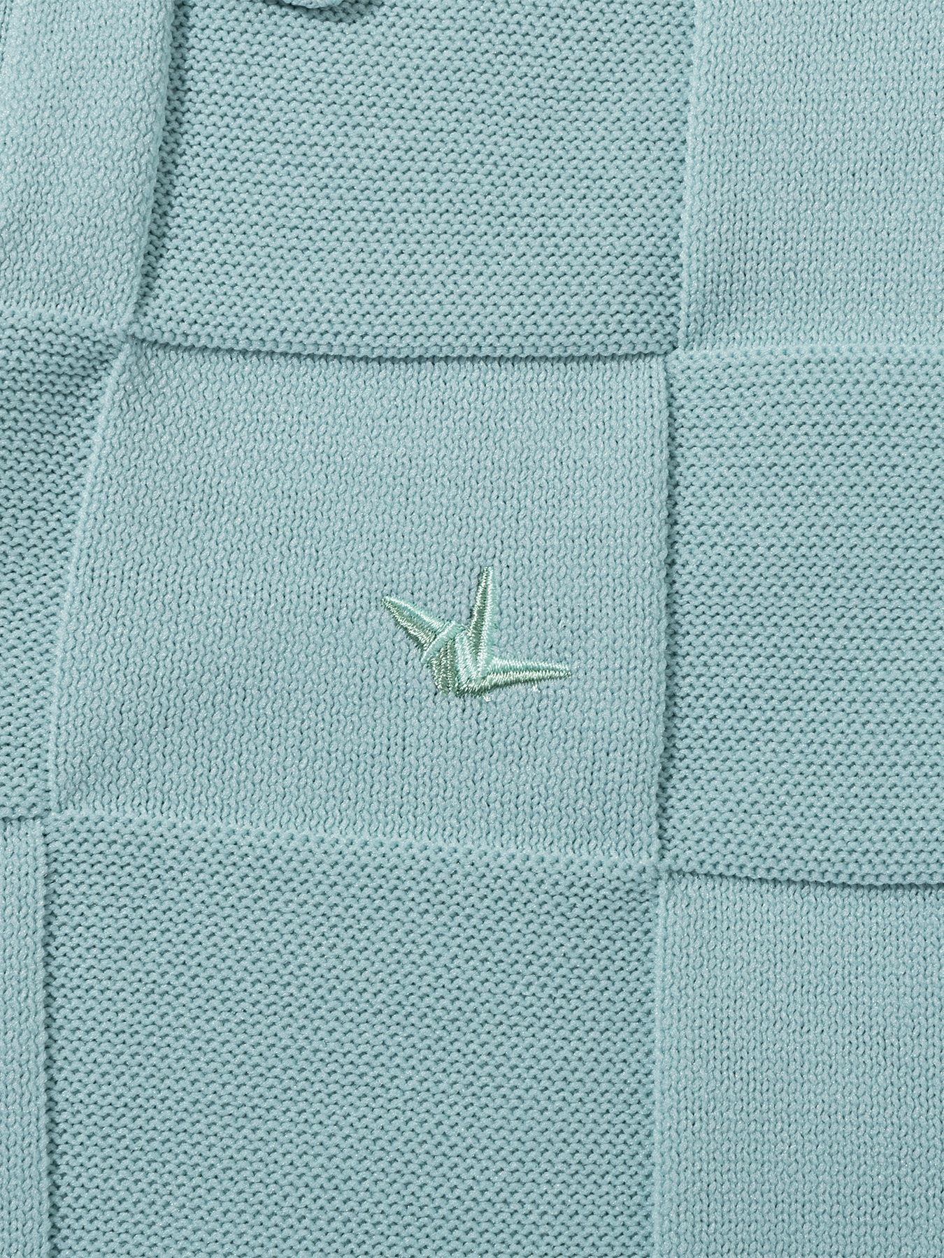 ブロックニット半袖ポロシャツ / サックス