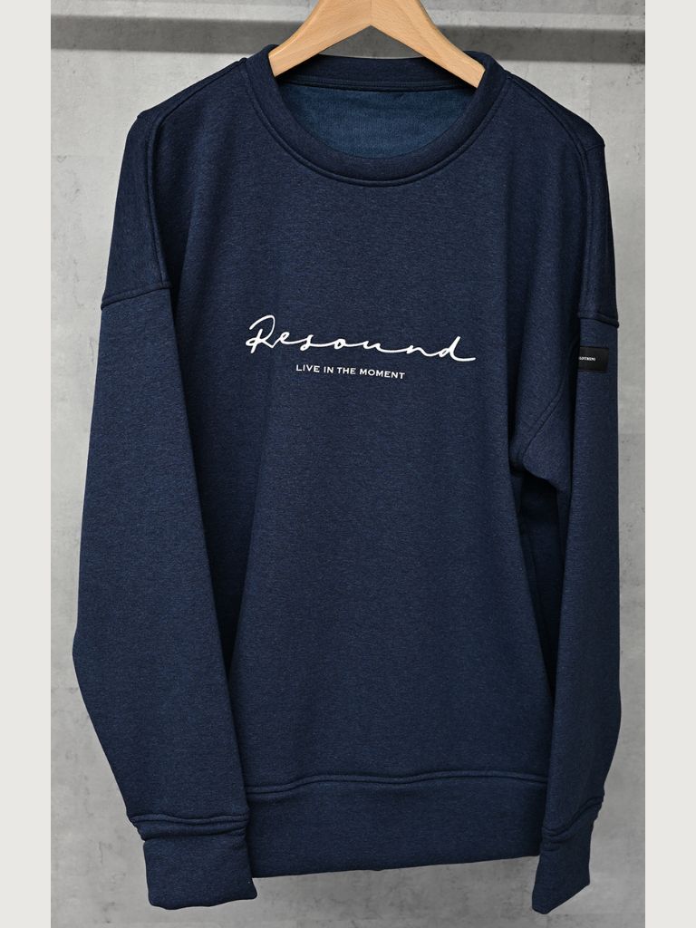 《予約9月1日18時締め》 handwriting rogo  velours fleece drop trainer  / ルーズトレーナー / ネイビー