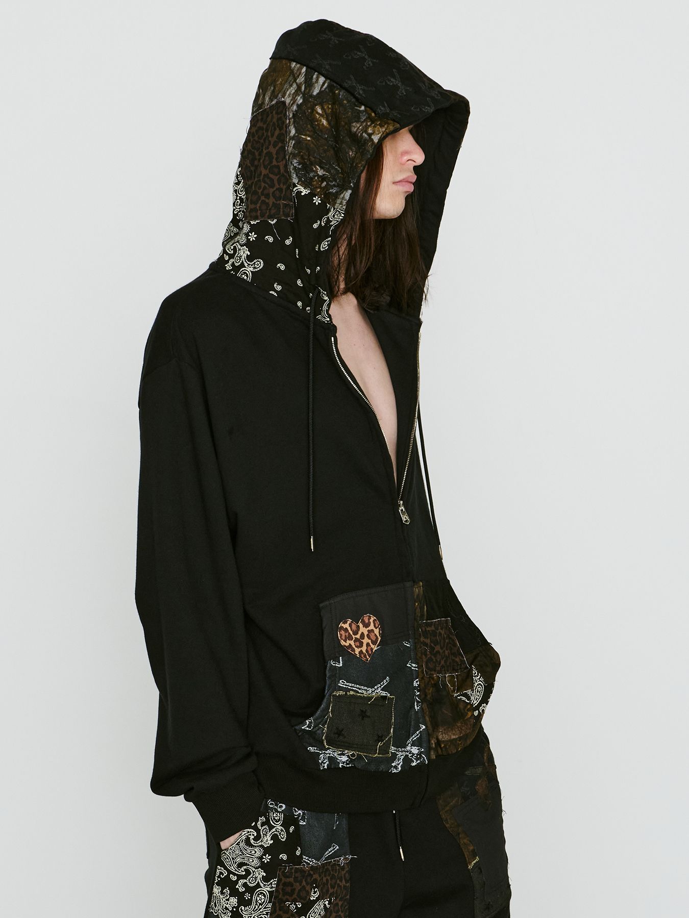 【予約品 8月10日(日) 締切 】PATCH WORK HOODIE / パッチワーク フーディー / ブラック