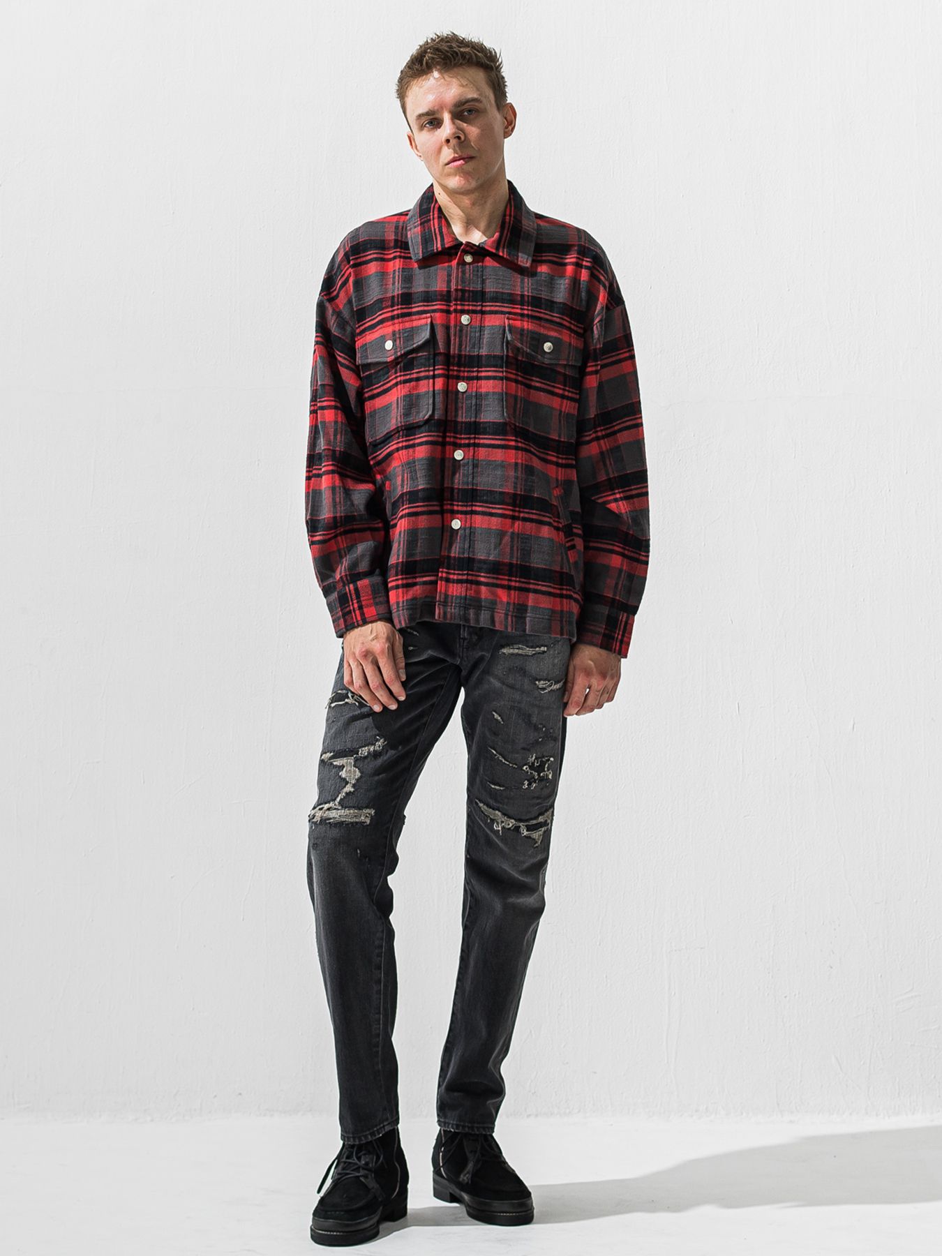 【予約品 9月6日(日) 締切】OLD SLUB CHECK JK / ヴィンテージ ネルジャケット / レッド