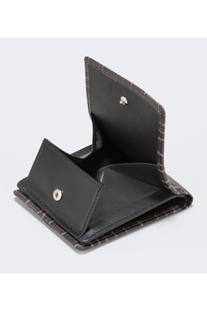 二つ折り財布 Tint Embossing Leather / Pale Black 【aniary】