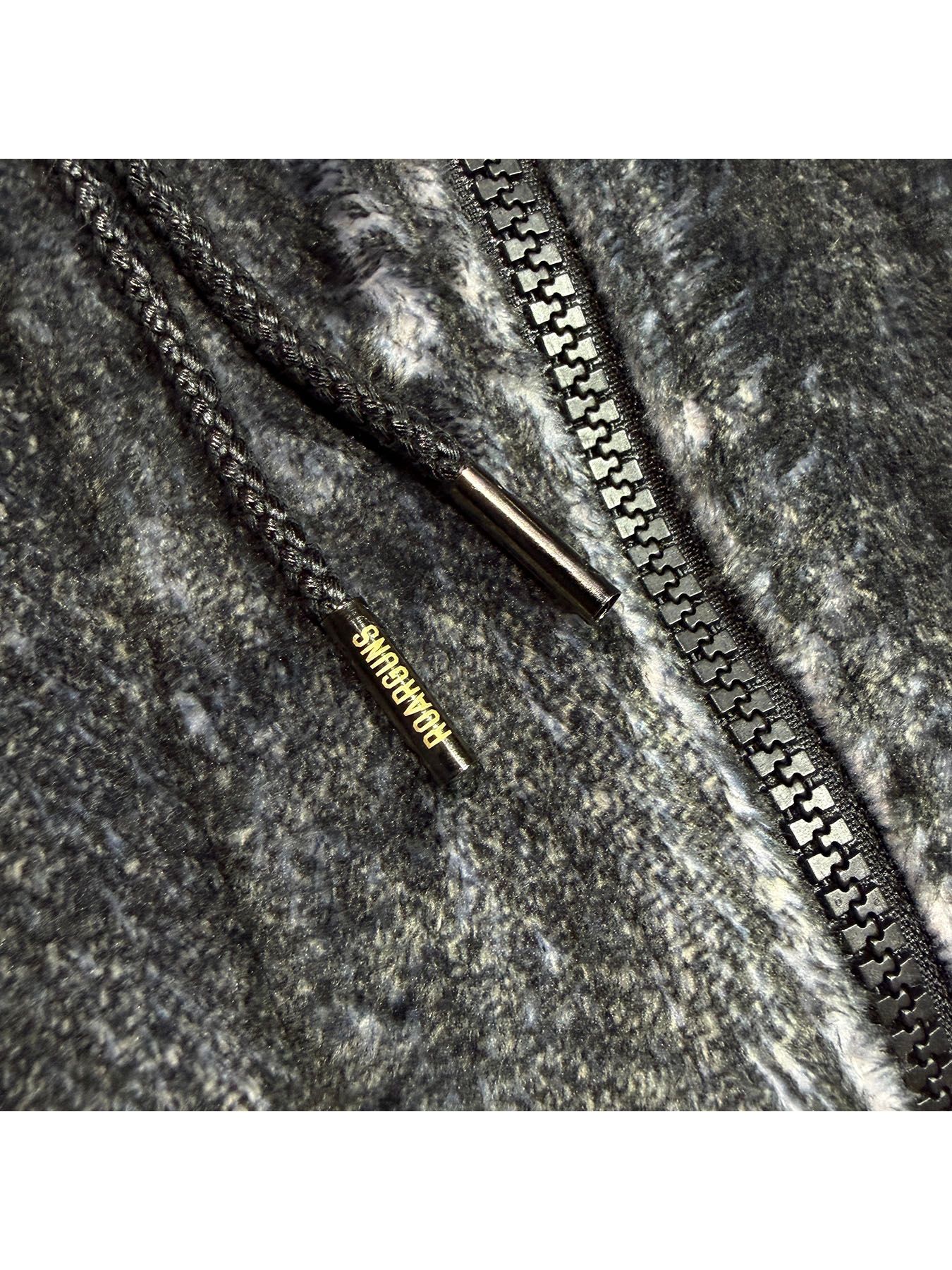 【予約品 3月9日(月) 18:00 締切】FLEECE DENIM VEST A / クリスタルクロスガン デニムプリント フリース ベスト / ブラック