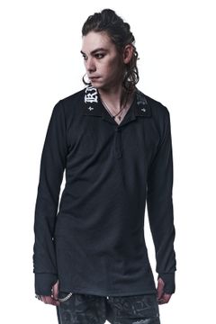 《予約品》 PoloLongSleevesT ポロシャツ Waffle / Black 【kiryuyrik】 7月入荷予定