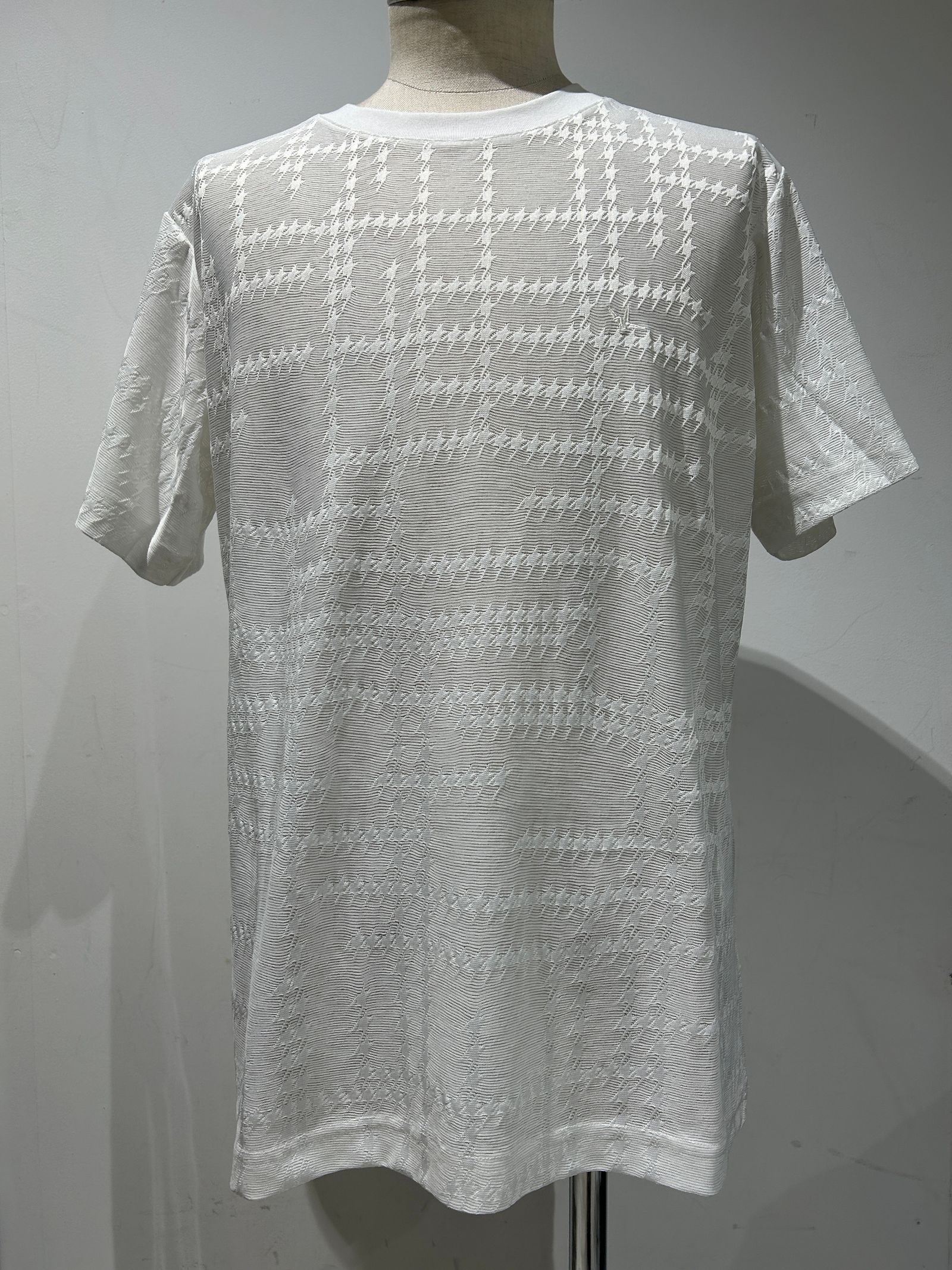 RANDOM HOUNDSTOOTH JACQUARD T-SHIRT / ホワイト