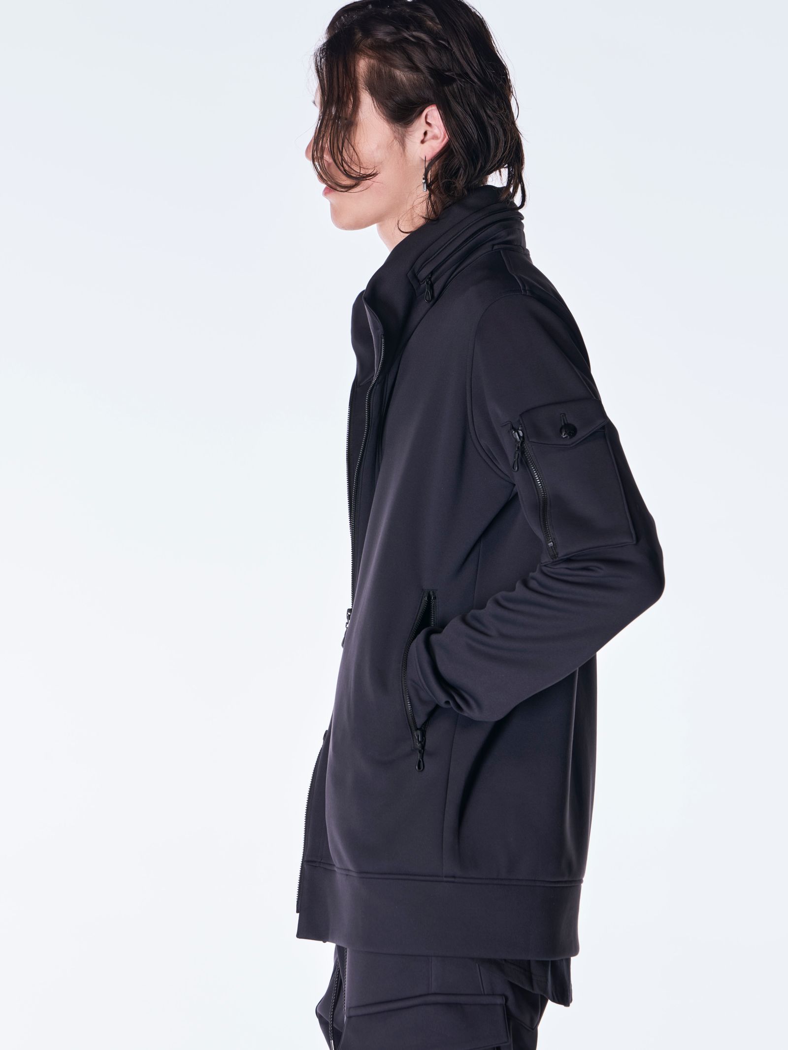 【予約品 6月29日(月) 締切】Double Knit Jersey Stand Collar Blouson / スタンドカラー ブルゾン / ブラック