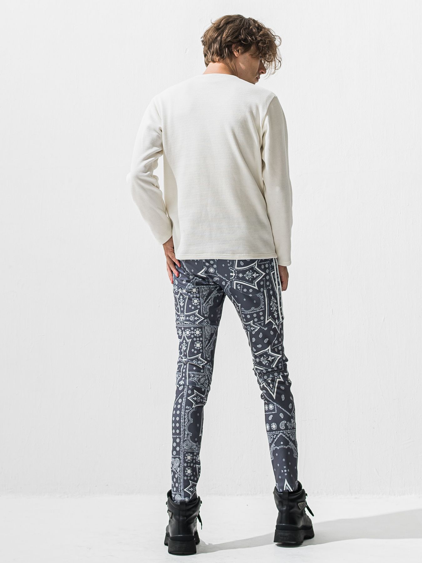 【予約品 9月6日(日) 締切】VELOURS FLEECE THERMAL HENRY / 裏起毛 ハニカムサーマル ヘンリーネック / ホワイト