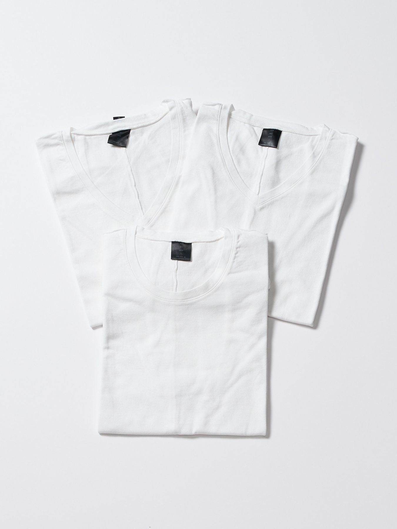 【予約品 1月25日(日) 締切】3 in pack-T S/S / 3インパック ショートスリーブ Tシャツ / ホワイト / クルーネック、Vネック、ディープVネック