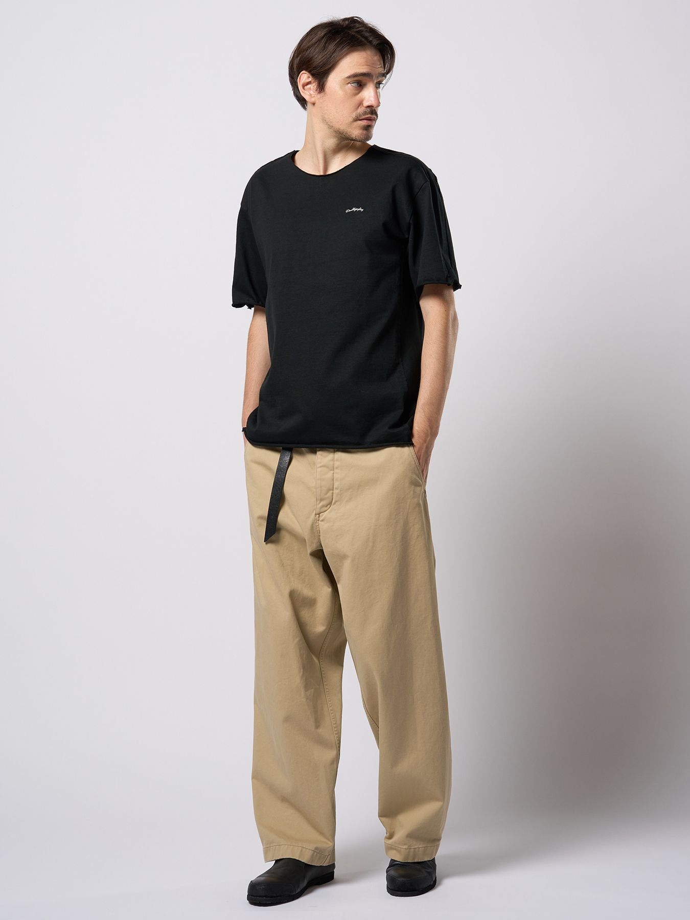 【予約品 9月23日(火) 締切】tight jersey cut-off S/S / タイトジャージ カットオフ ショートスリーブ / ブラック