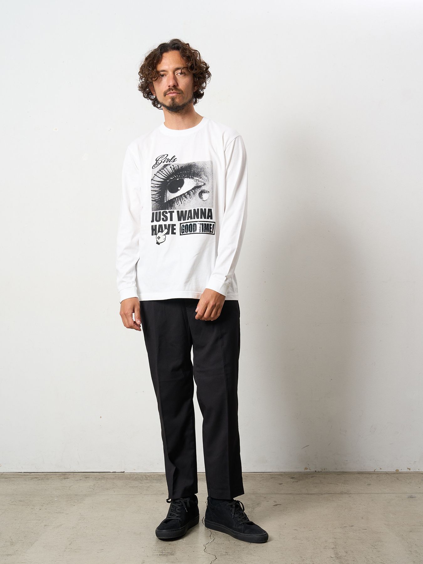 【予約品 5月8日(木) AM10時 締切】 5.6ozコットン天竺JUST WANNA HAVE FUNSシークイン LS Tシャツ / ホワイト