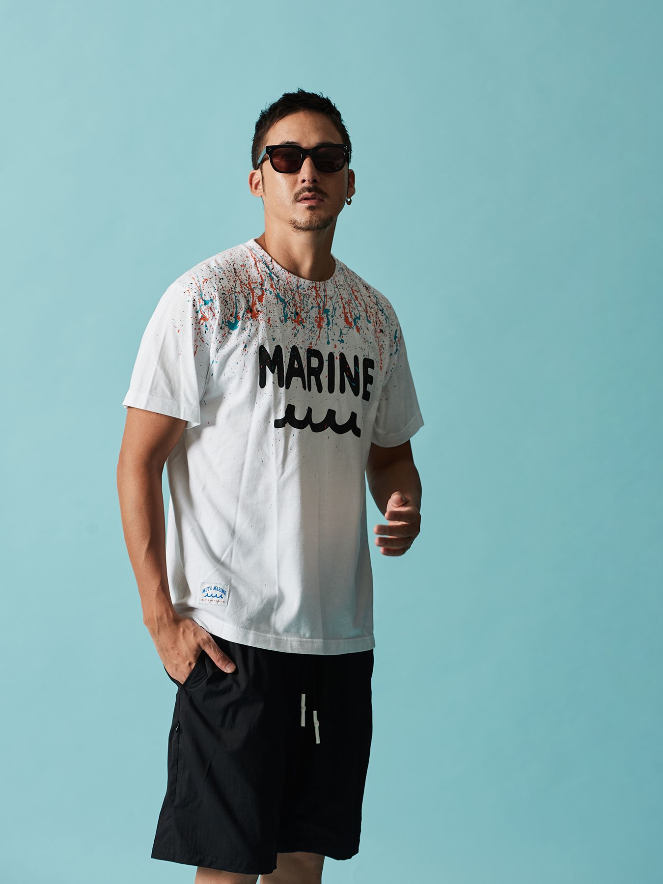 【予約品 10月9日(木) 締切】muta Splash Marine Logo Tee / Tシャツ / ホワイト【Acanthus × muta MARINE】