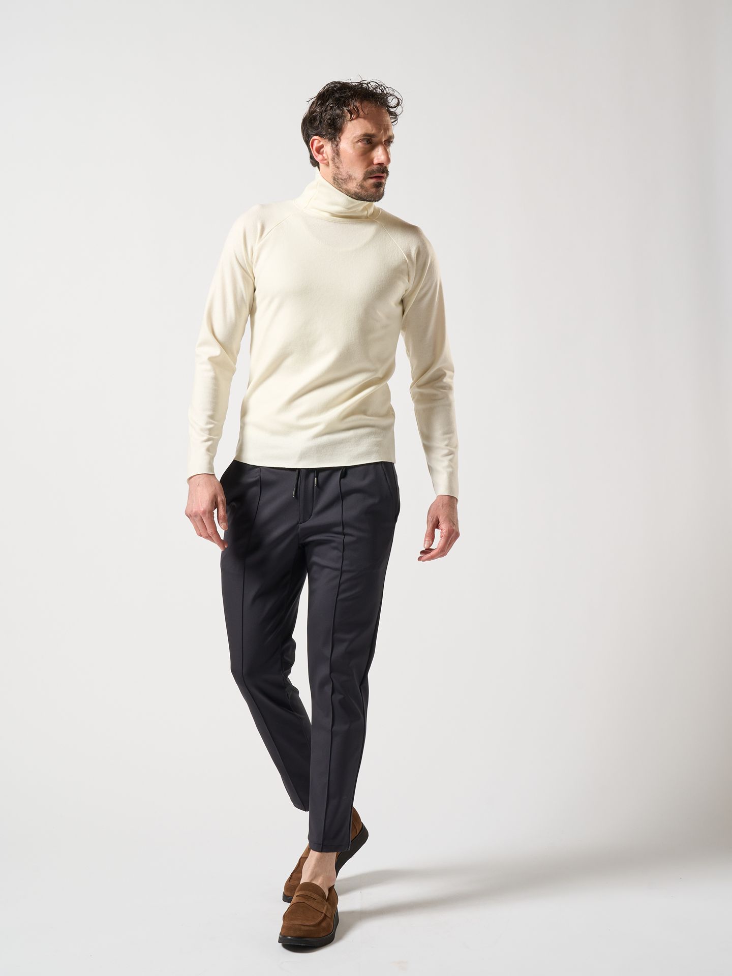【予約品】 fine wool mock-neck / ニットカットソー / オフホワイト