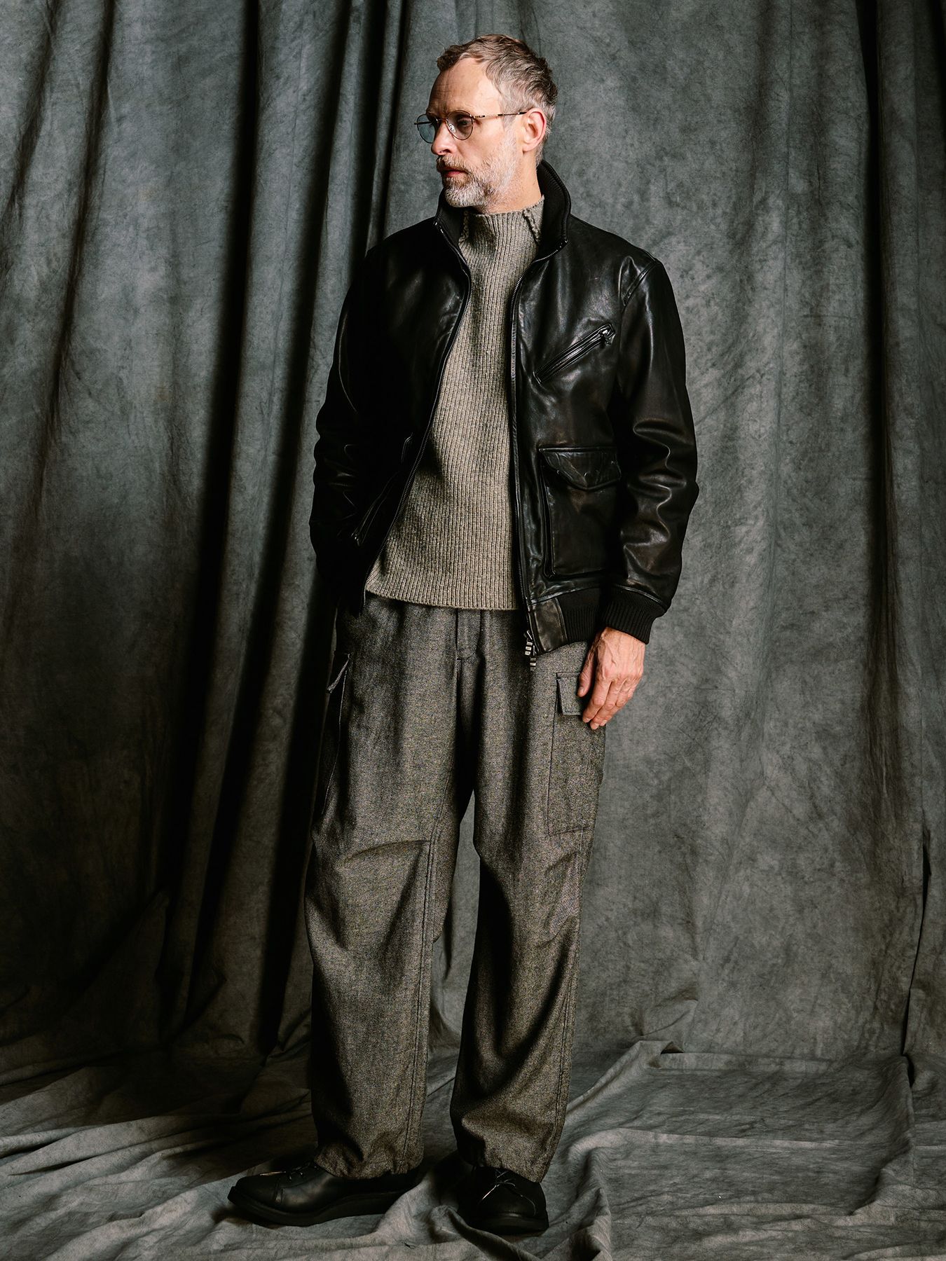 【予約品 4月19日(日) 18時締切】leather rib jersey type A-2 / A-2タイプ レザーリブジャージー / ブラック