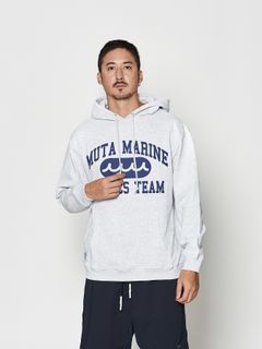 【予約品 10月9日(木) 締切】muta College Logo Hooded Sweatshirt / パーカー / アッシュグレー【Acanthus × muta MARINE】