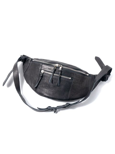 【予約品 10月13日(月) 締切】Pit Vegetable Full Tanned Shrunken Horsehide Body Bag / フルタンニン ピット鞣し シュリンク ホース ハイド ボディー バッグ / HIGH THROTTLE / ブラック×シルバー