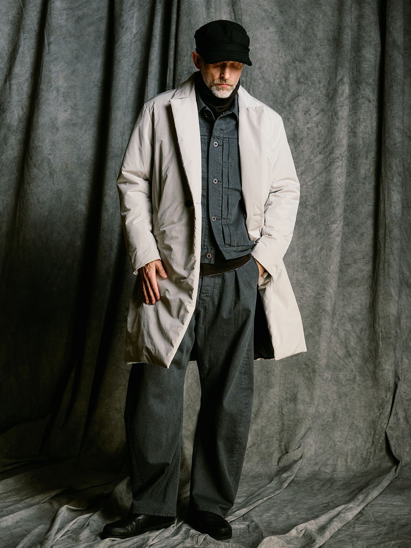 【予約品 4月19日(日) 18時締切】wide banana denim(OW)  / ワイドバナナデニム ワンウォッシュ / ダストチャコール